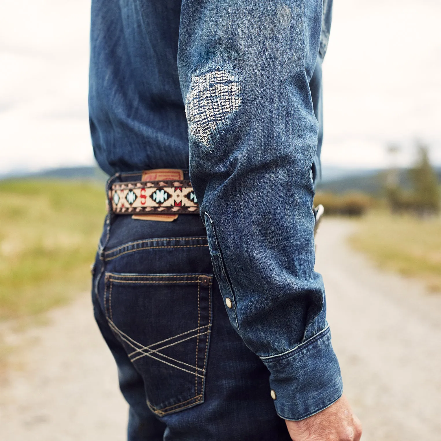 Embroidered Tooled Tab Belt -STETSON