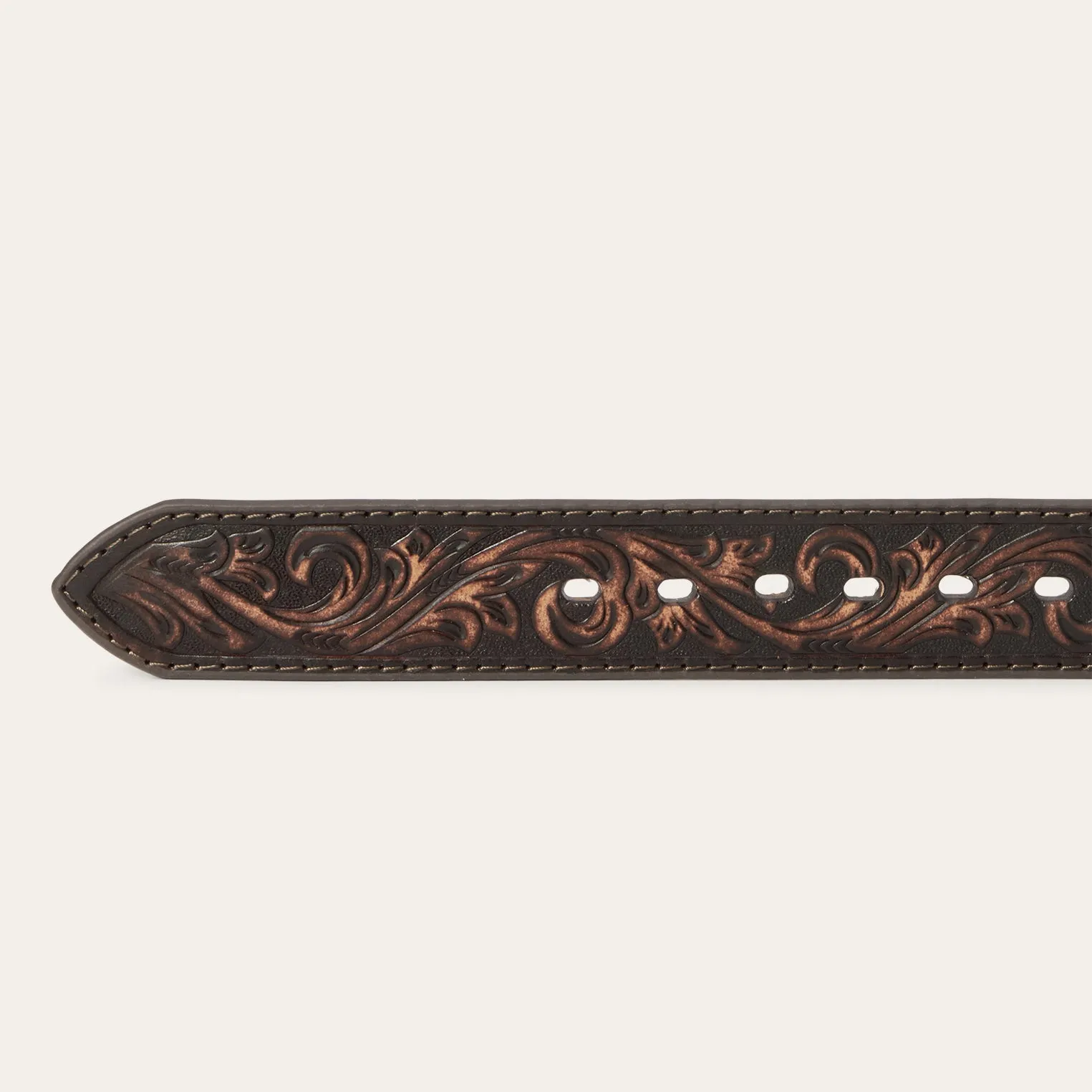 Embroidered Tooled Tab Belt -STETSON