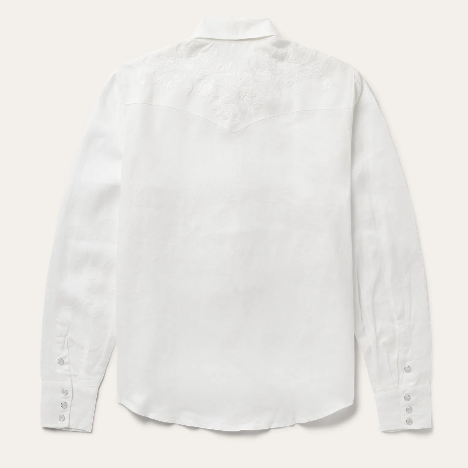 Floral Embroidered White Linen Shirt -STETSON