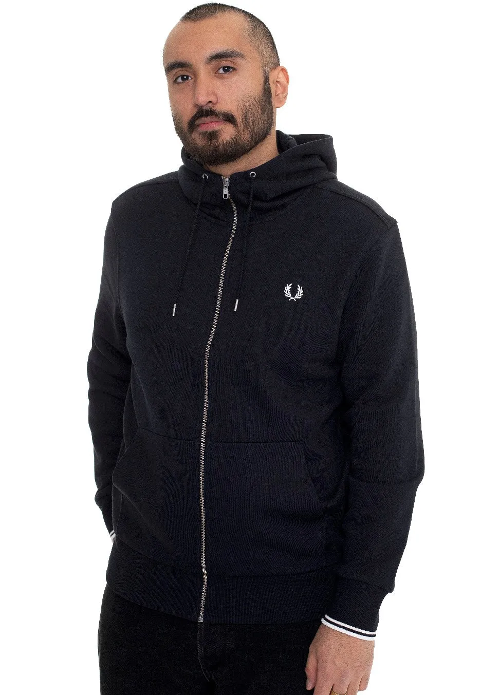 Fred Perry - Hooded Zip Through Navy - Zipper