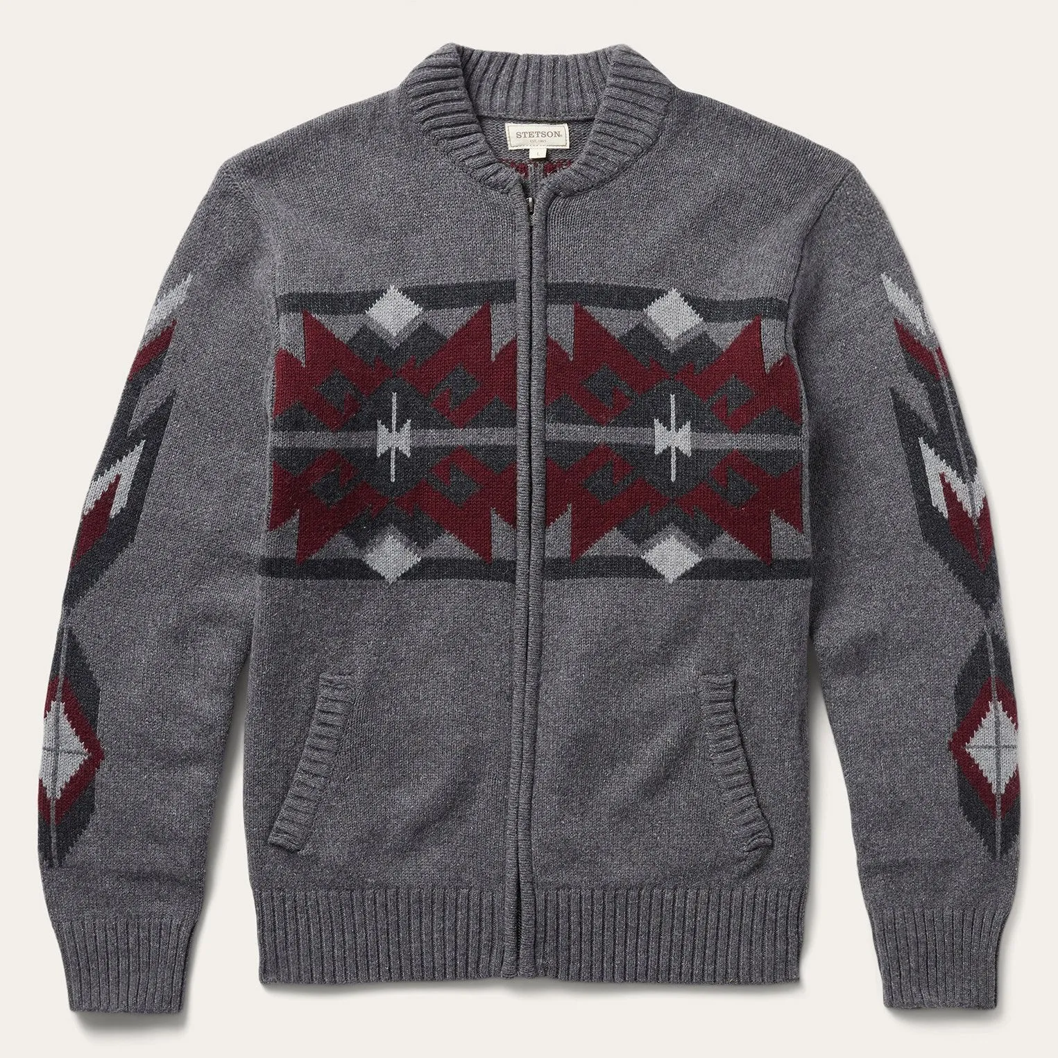 Grey Aztec Cardigan -STETSON