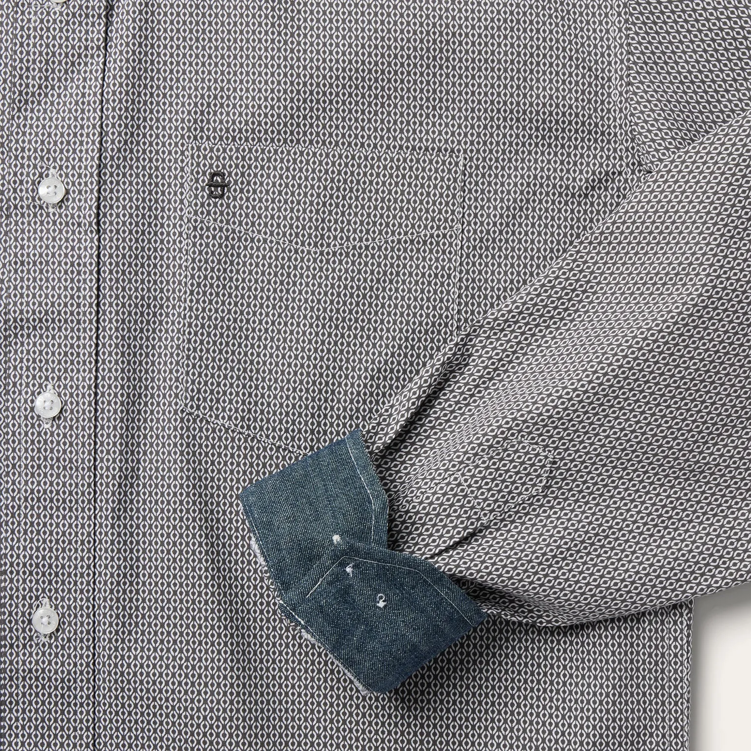 Grey Geo Print Button Front Shirt -STETSON