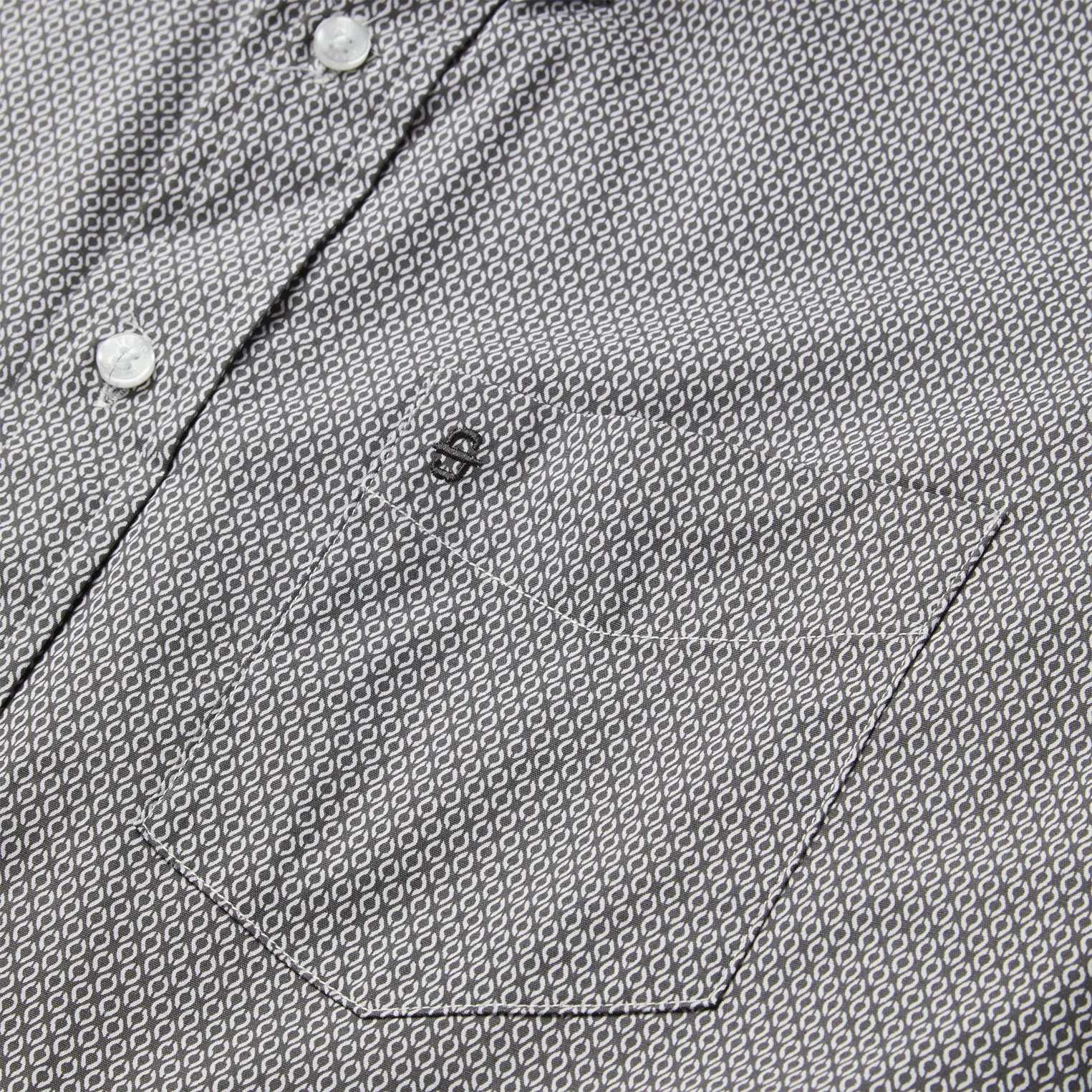 Grey Geo Print Button Front Shirt -STETSON