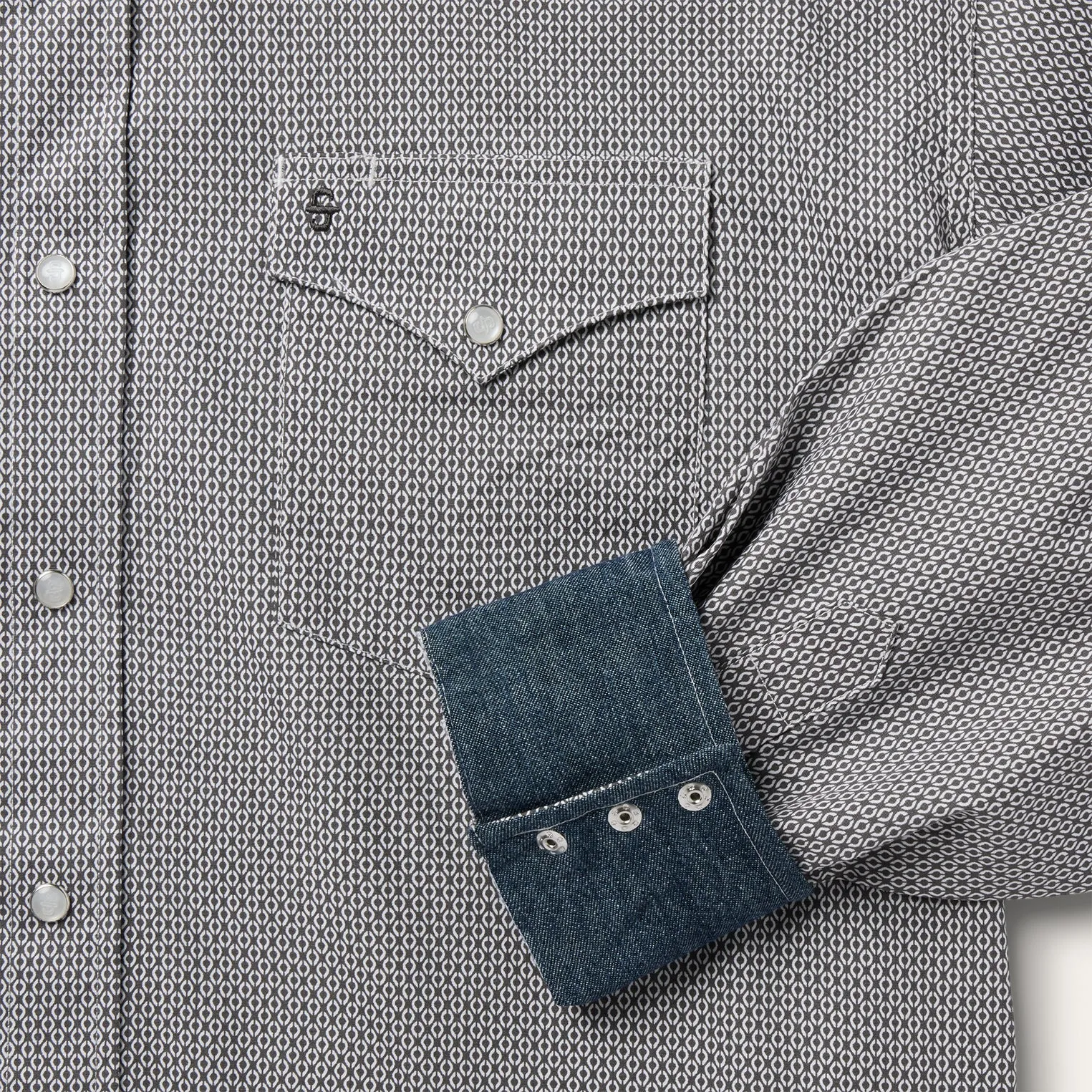 Grey Geo Print Western Shirt -STETSON
