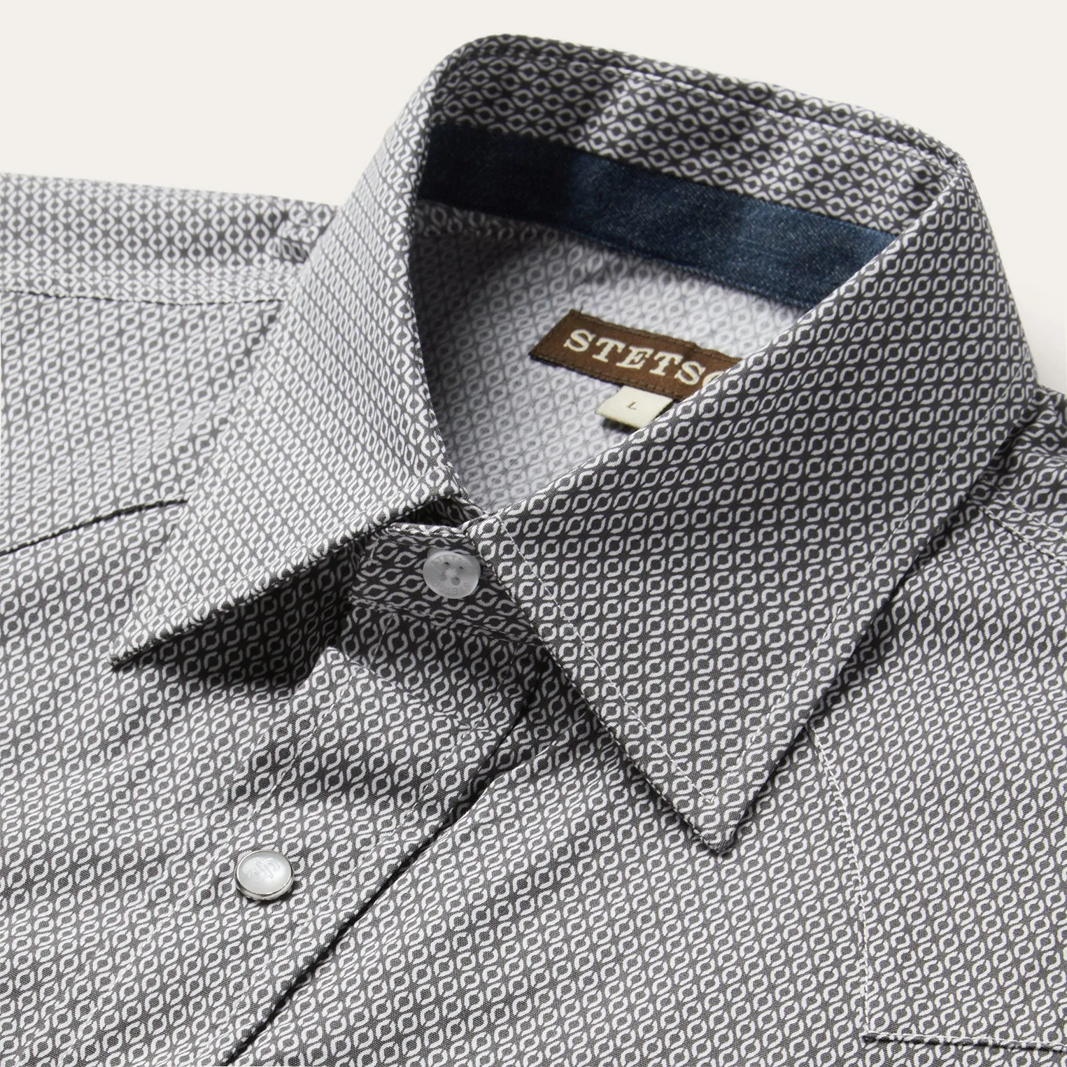 Grey Geo Print Western Shirt -STETSON