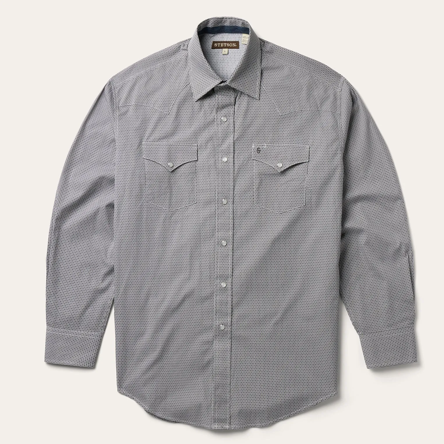 Grey Geo Print Western Shirt -STETSON