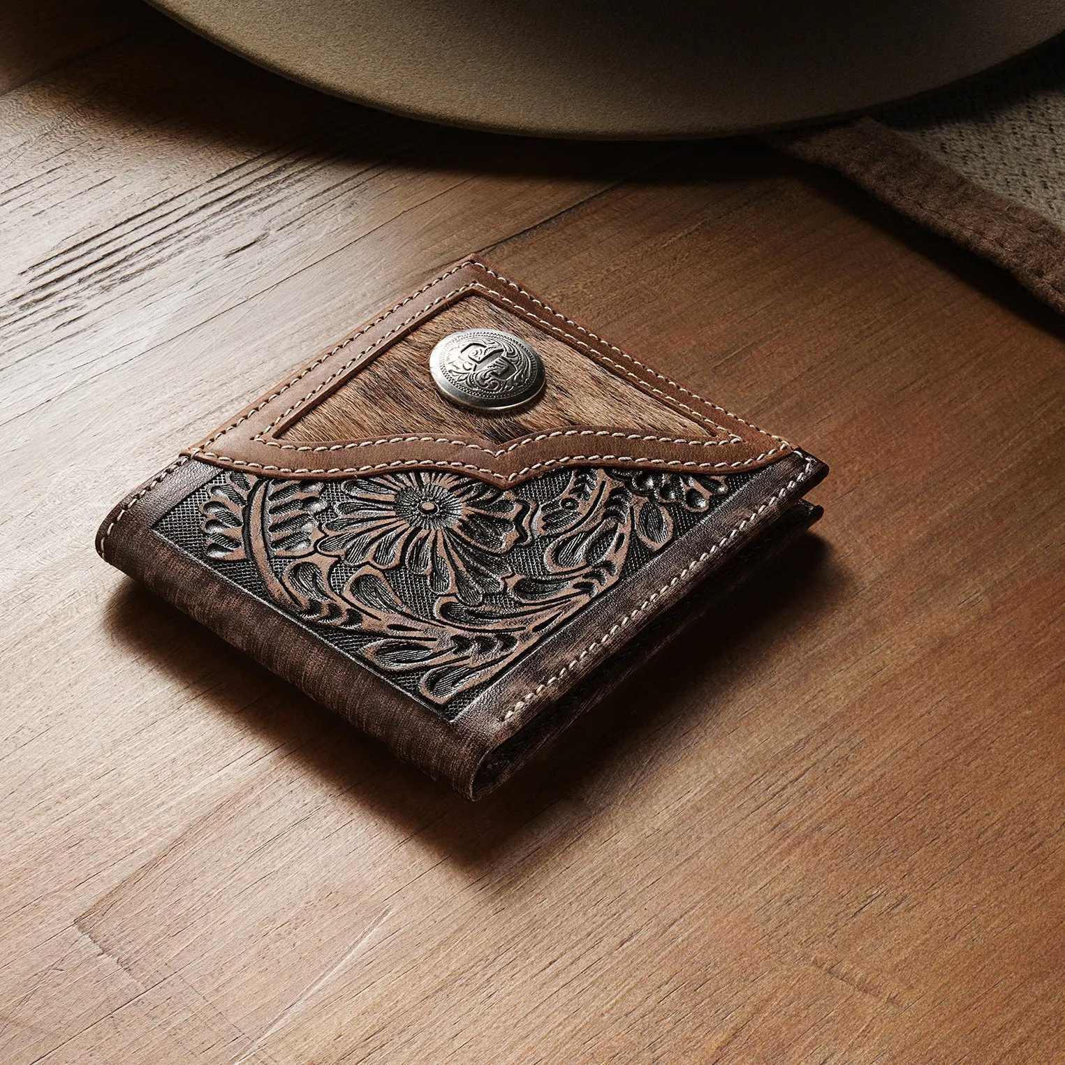 Hair-On-Hide Concho Bi-Fold Wallet -STETSON