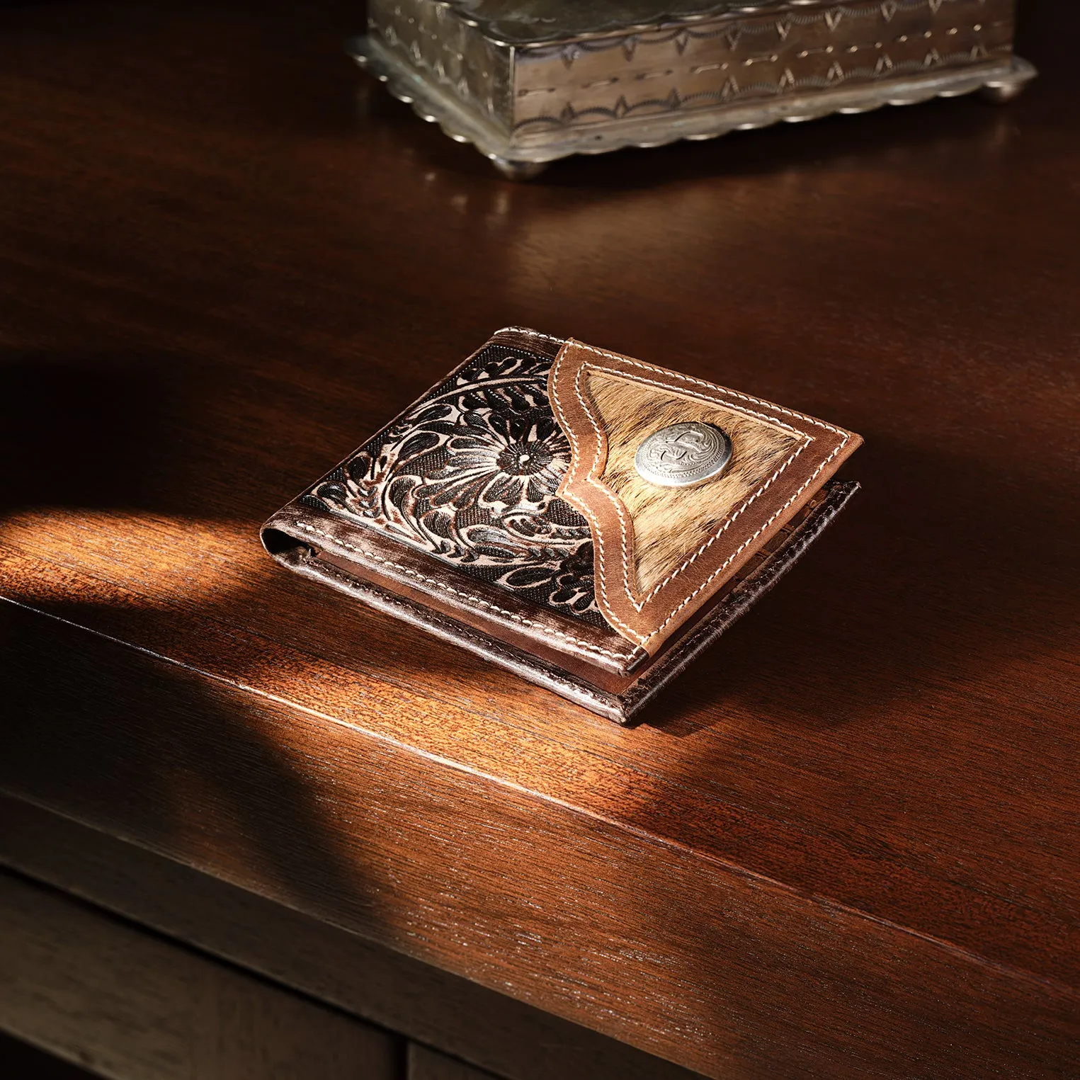 Hair-On-Hide Concho Bi-Fold Wallet -STETSON