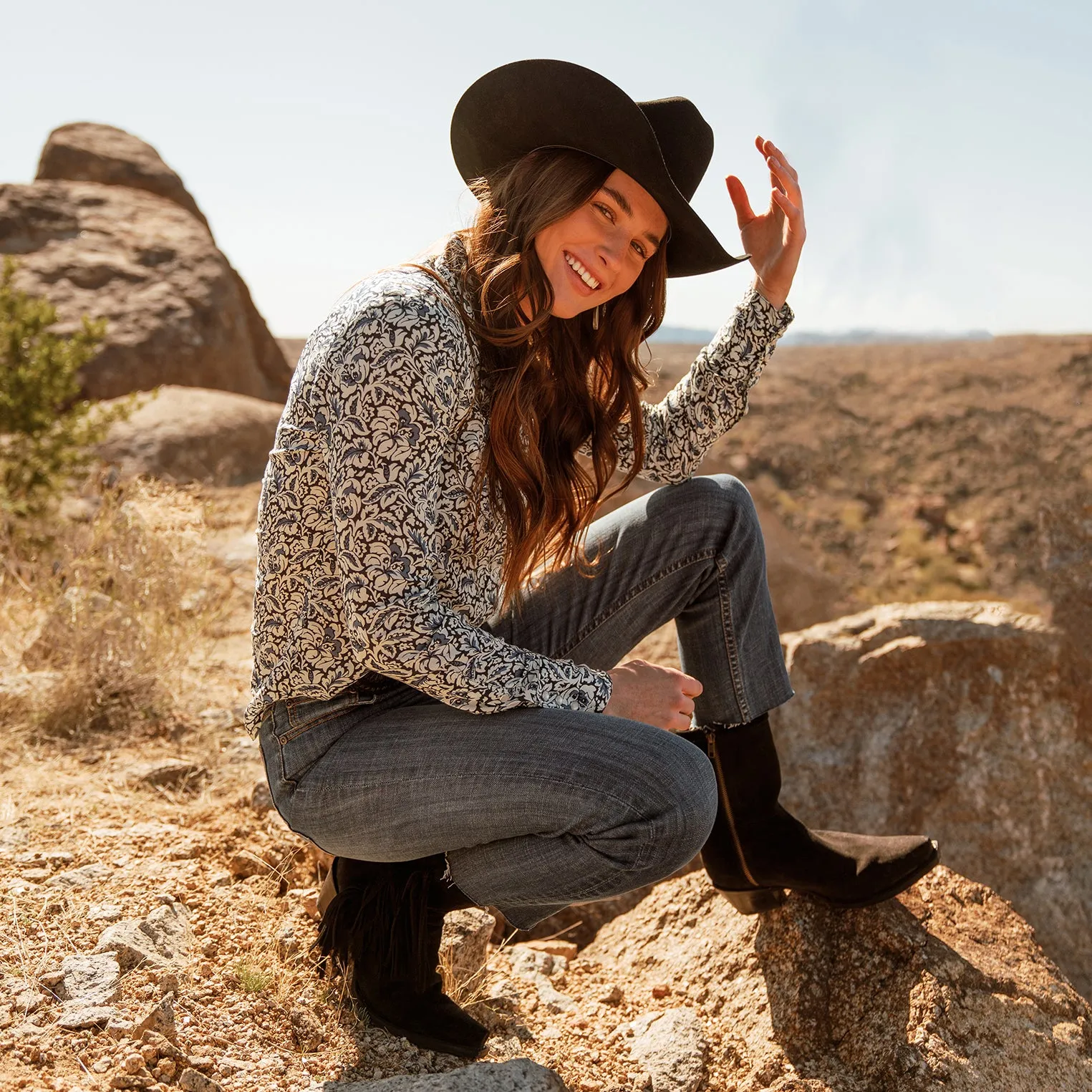 Halle Suede Fringe Side Zip Boot -STETSON
