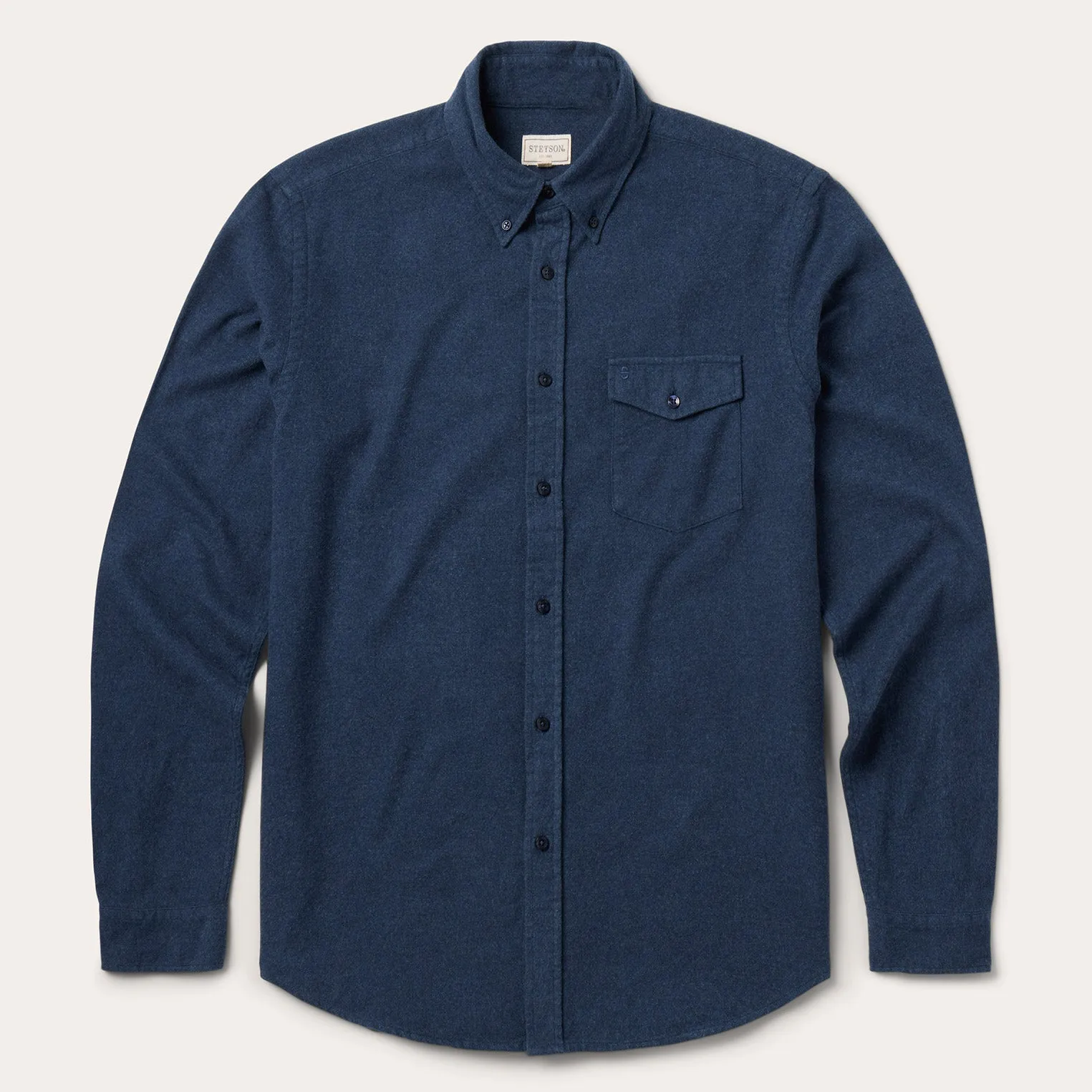 Heathered Flannel Button-Down Shirt -STETSON