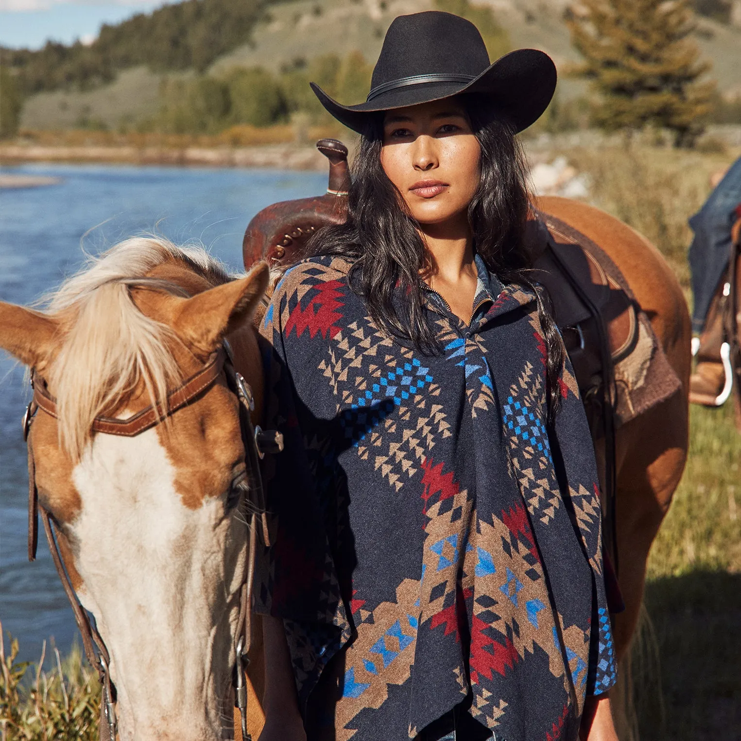 Hooded Serape Blanket Wrap -STETSON