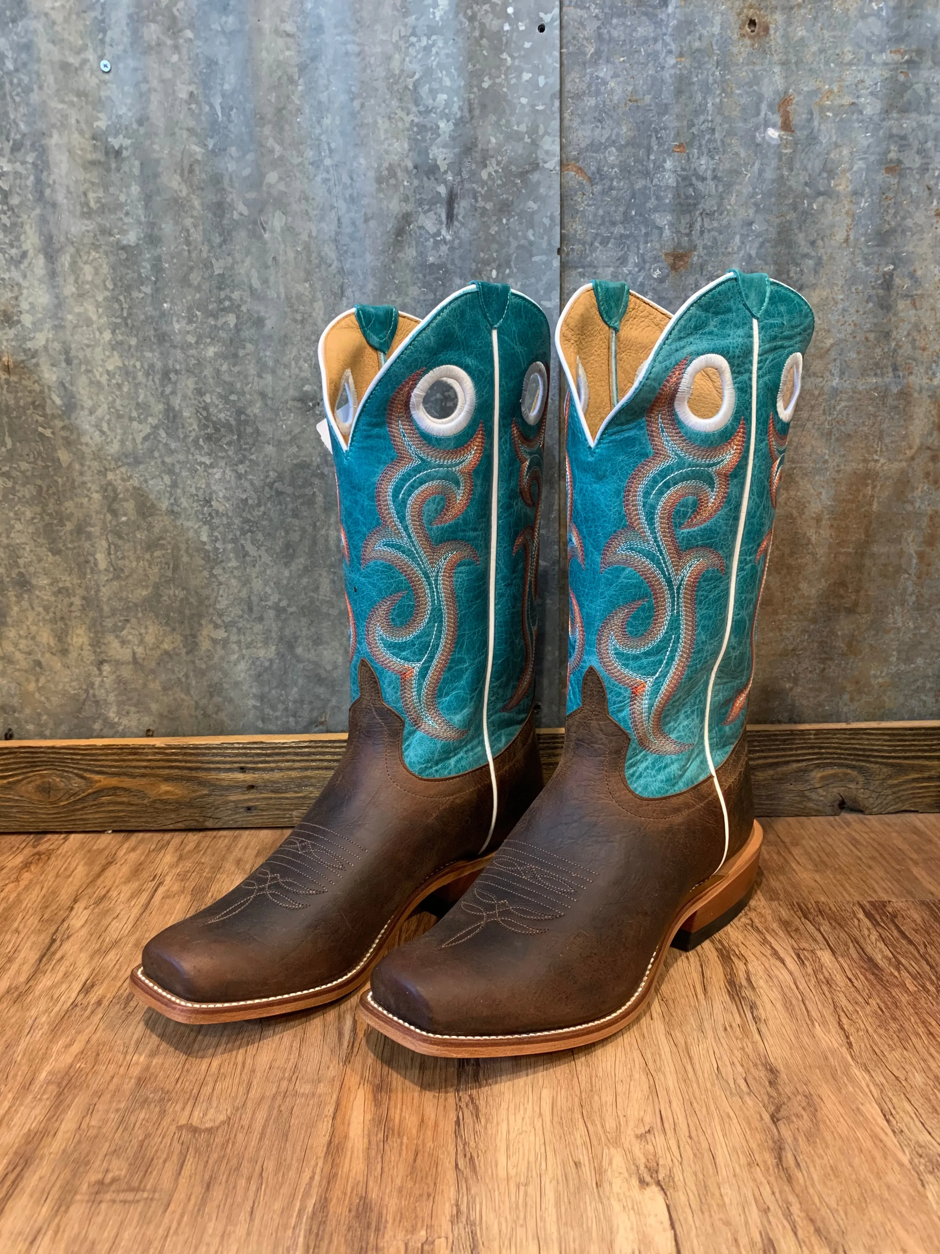 Horse Power Men's Brown Cowboy Teal Top