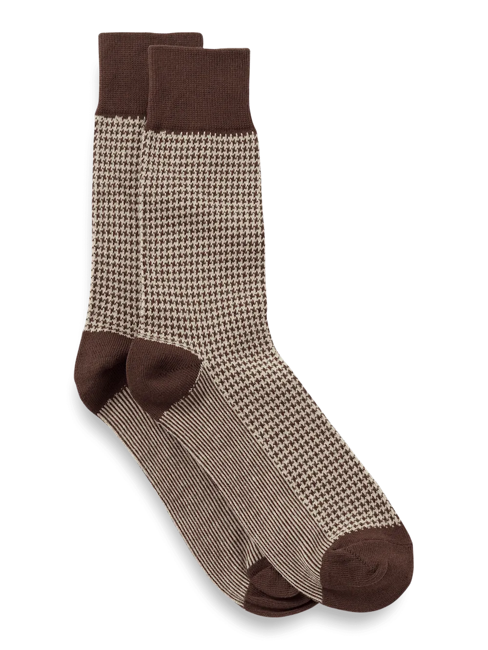 Houndstooth Cotton Blend Sock - Brown