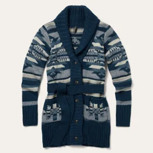 Indigo Aztec Belted Cardigan -STETSON