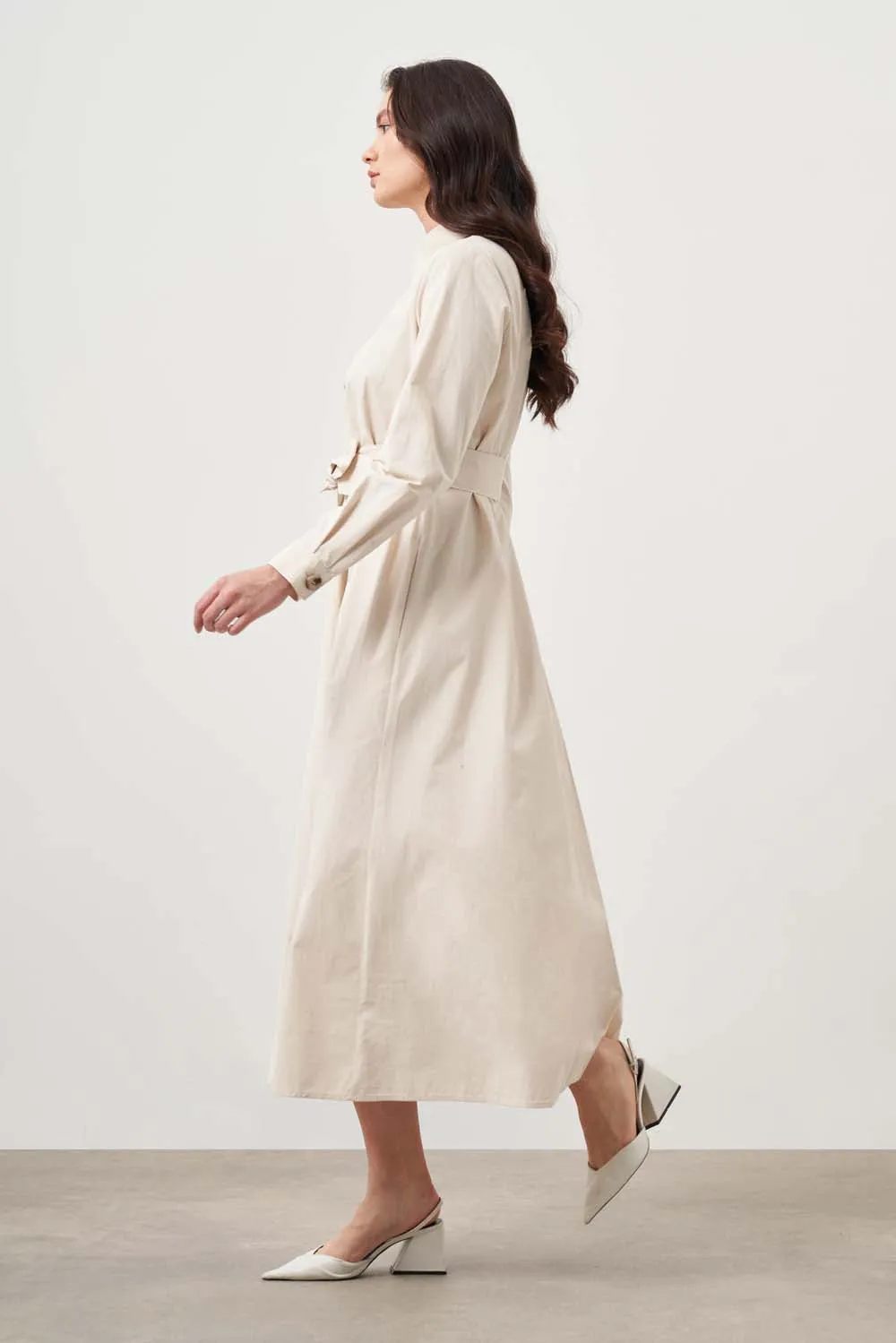 Insta-Worthy Mizalle-Button Up Belted Dress-Beige  Limited Release!