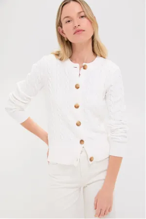 Ivory Cotton Cable Knit Kit Cardigan