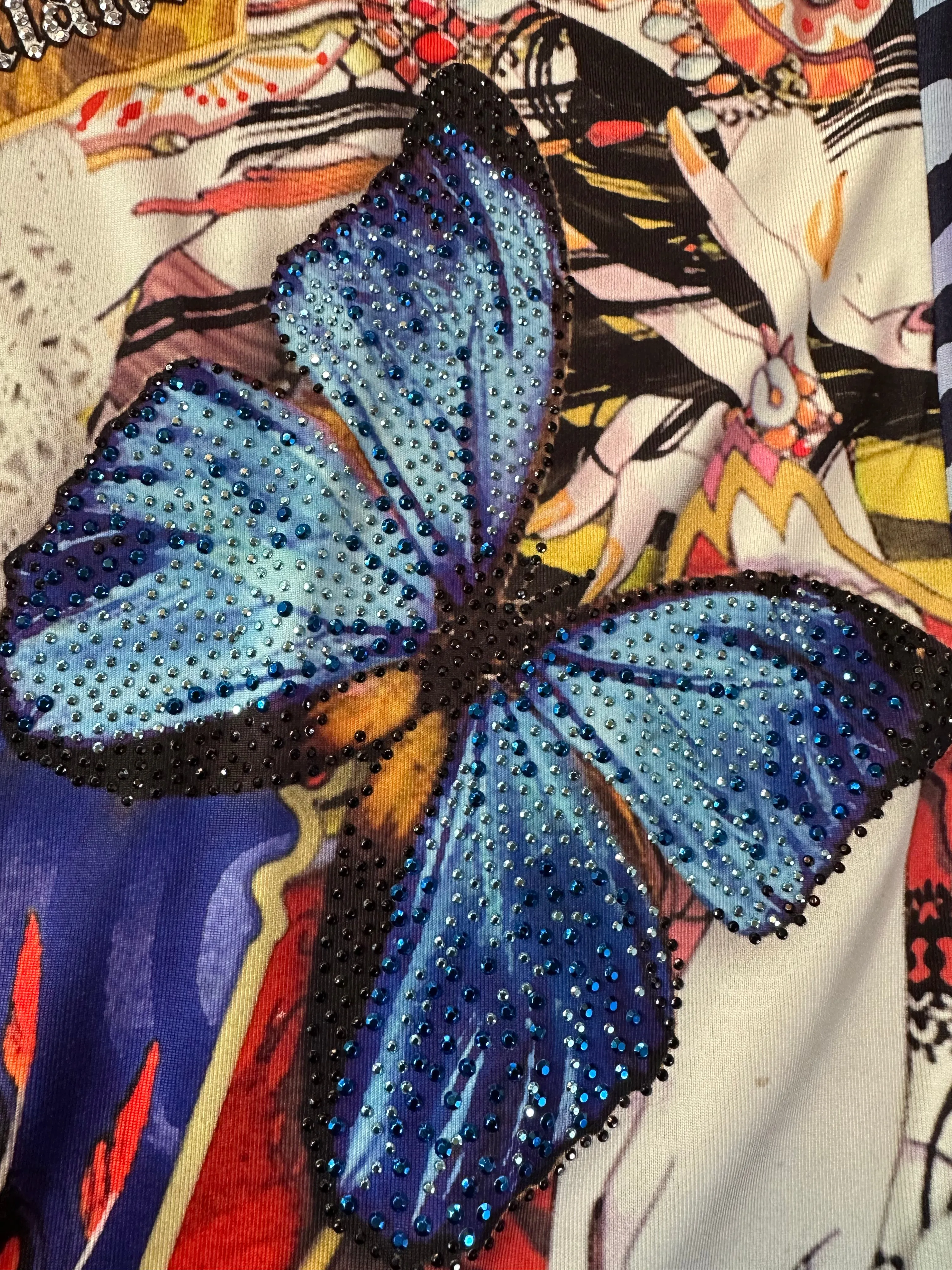 John Galliano Y2K Anime Tattoo Dress with Rhinestones