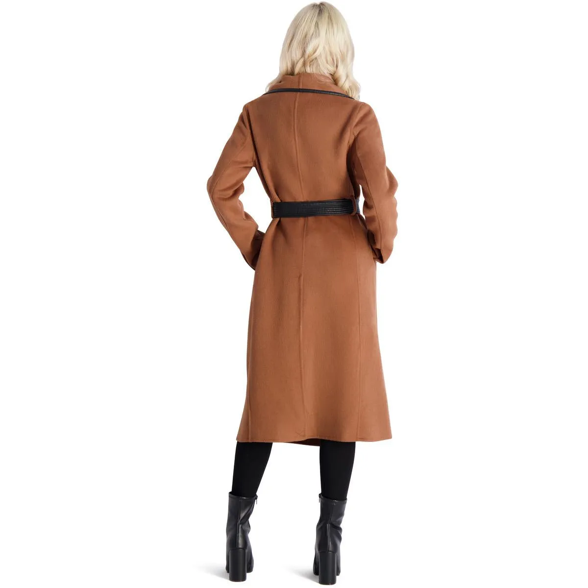 Juliette Womens Wool Blend Faux Leather Trim Wool Coat