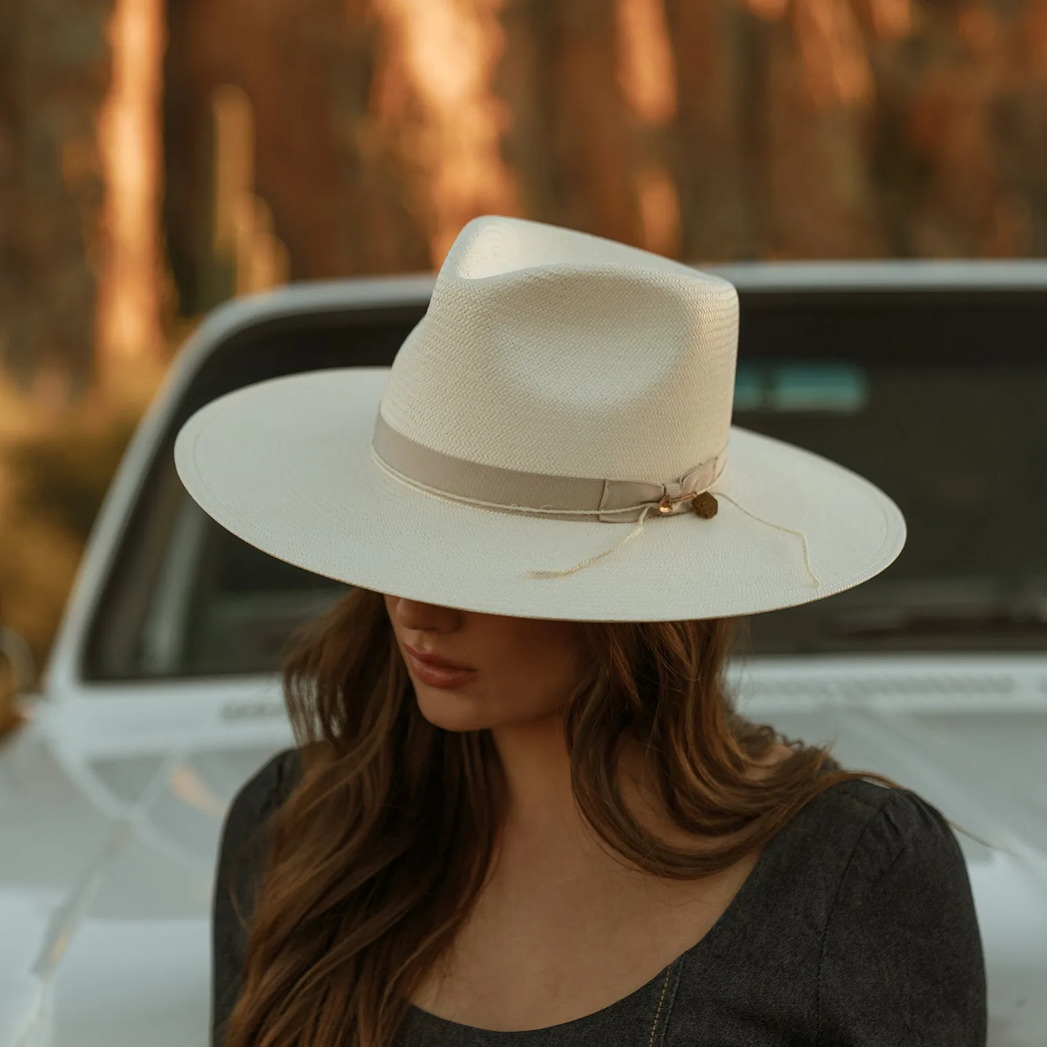 JW Marshall Straw Flat Brim Hat -STETSON
