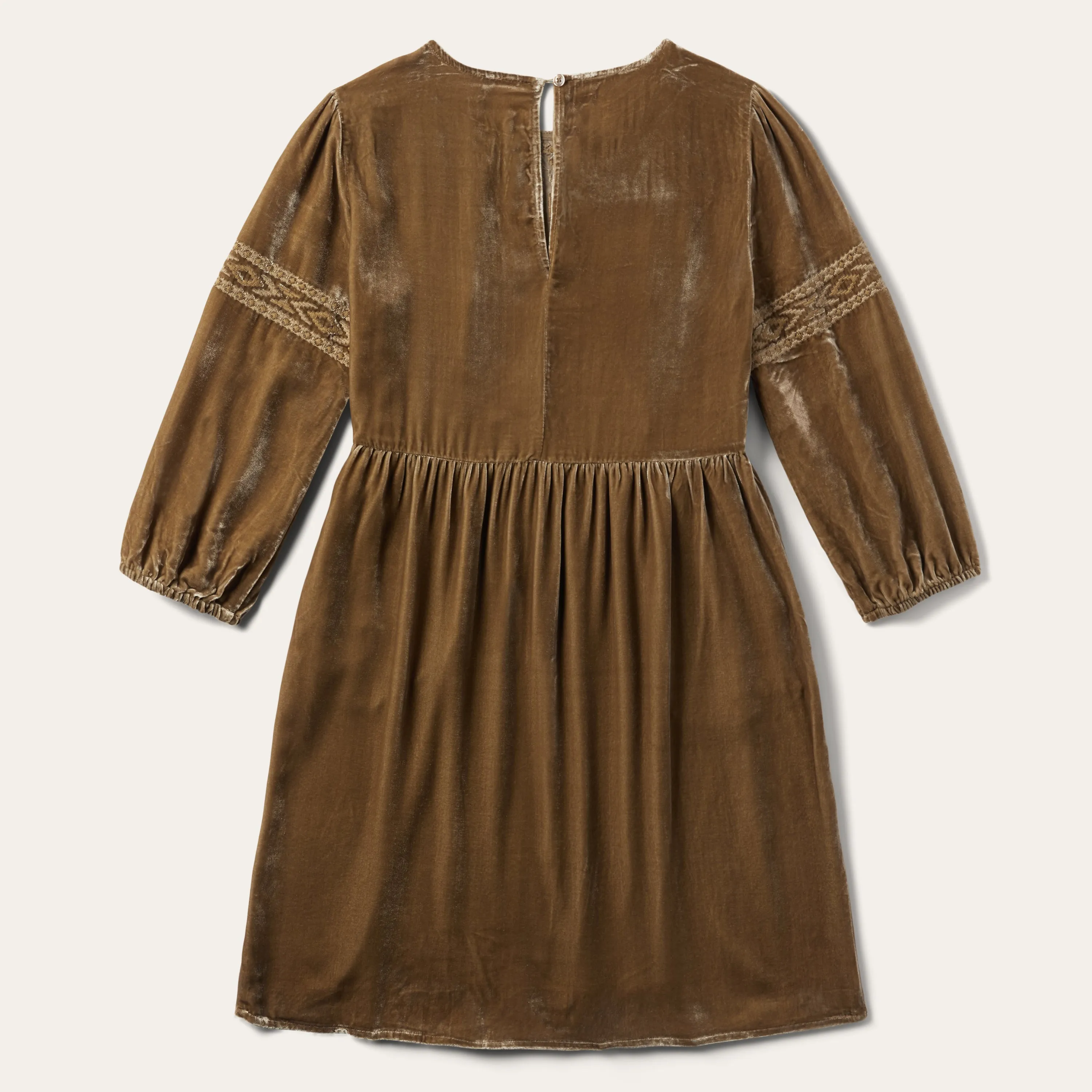 Khaki Velvet Babydoll Dress -STETSON