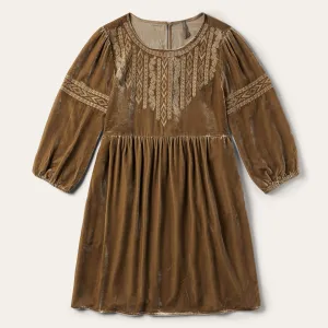 Khaki Velvet Babydoll Dress -STETSON