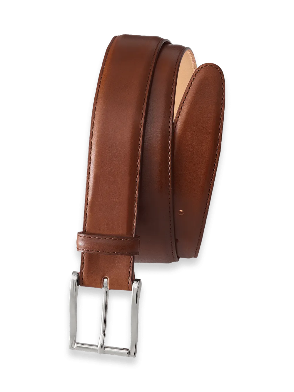 Leather Belt with Changeable Buckle - Chestnut