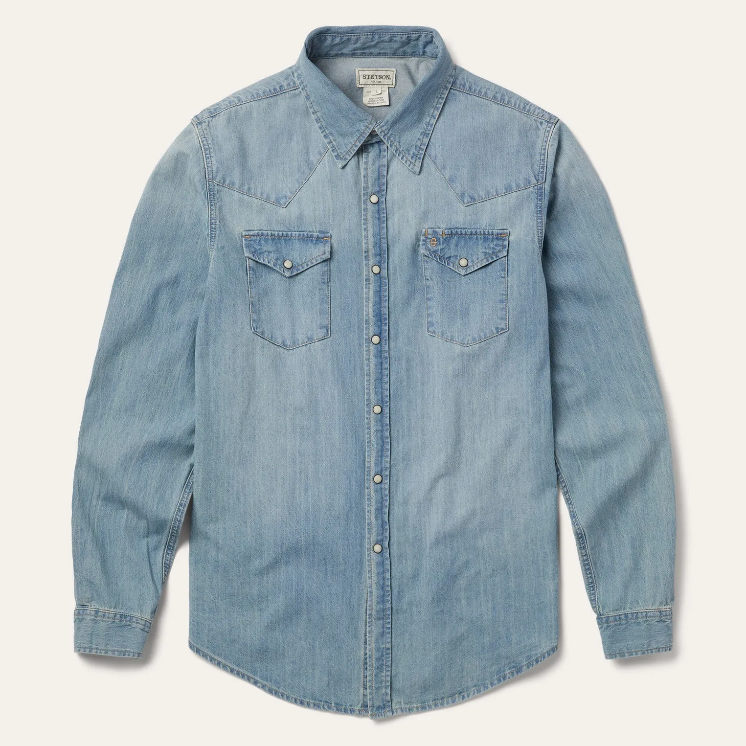 Long-Sleeved Denim Shirt -STETSON