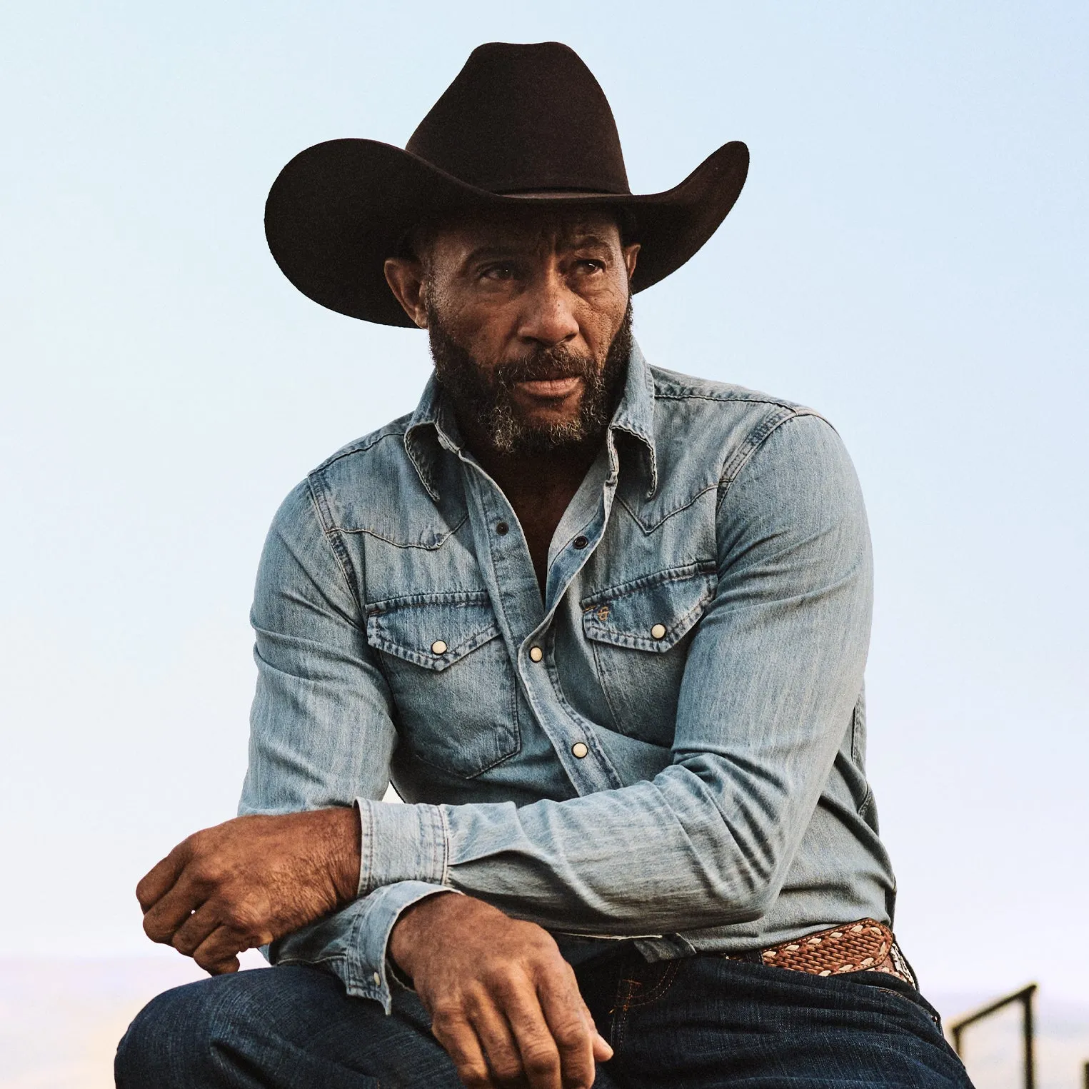 Long-Sleeved Denim Shirt -STETSON