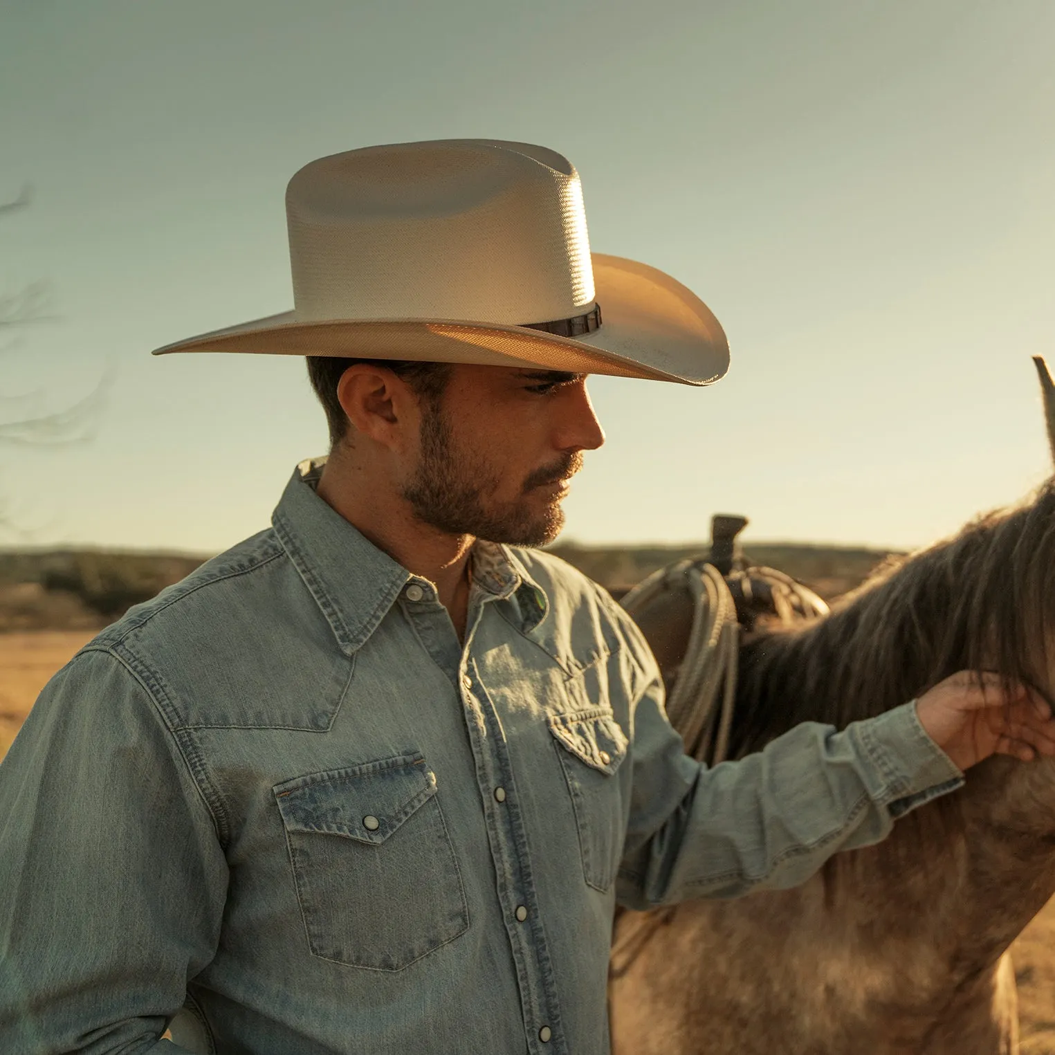Long-Sleeved Denim Shirt -STETSON