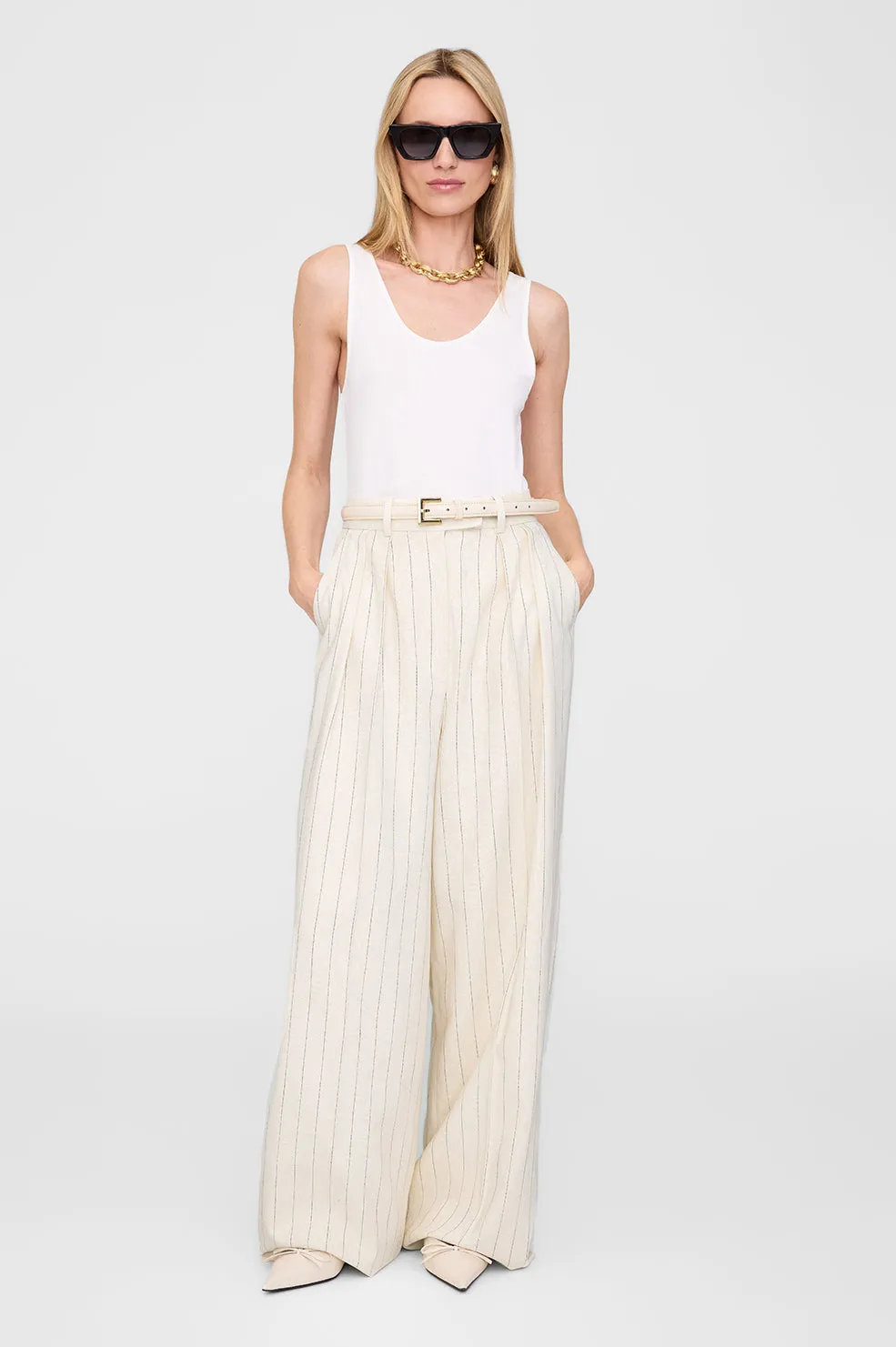 Lou Trouser - Cream And Black Stripe -ANINE BING