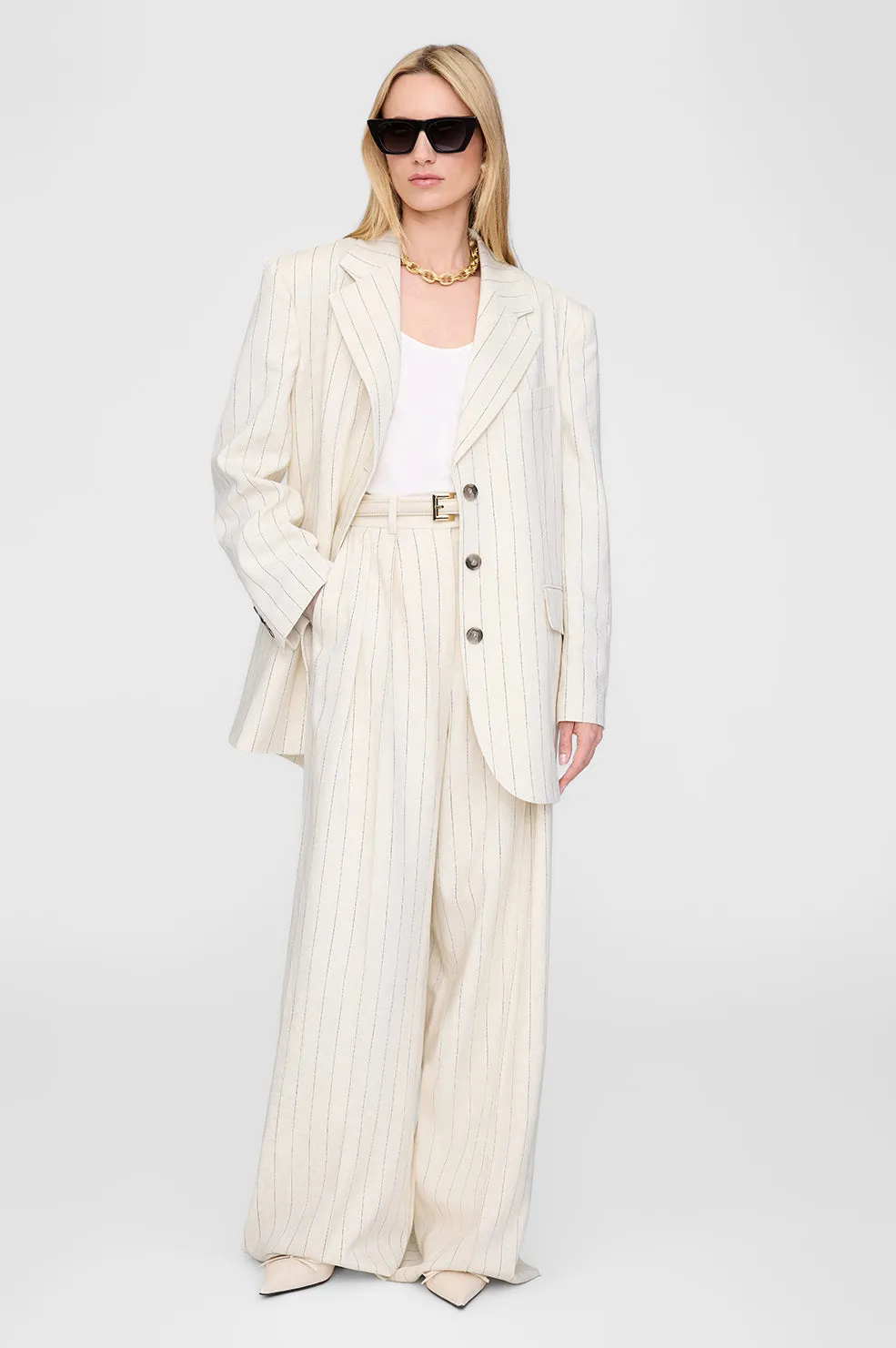 Lou Trouser - Cream And Black Stripe -ANINE BING