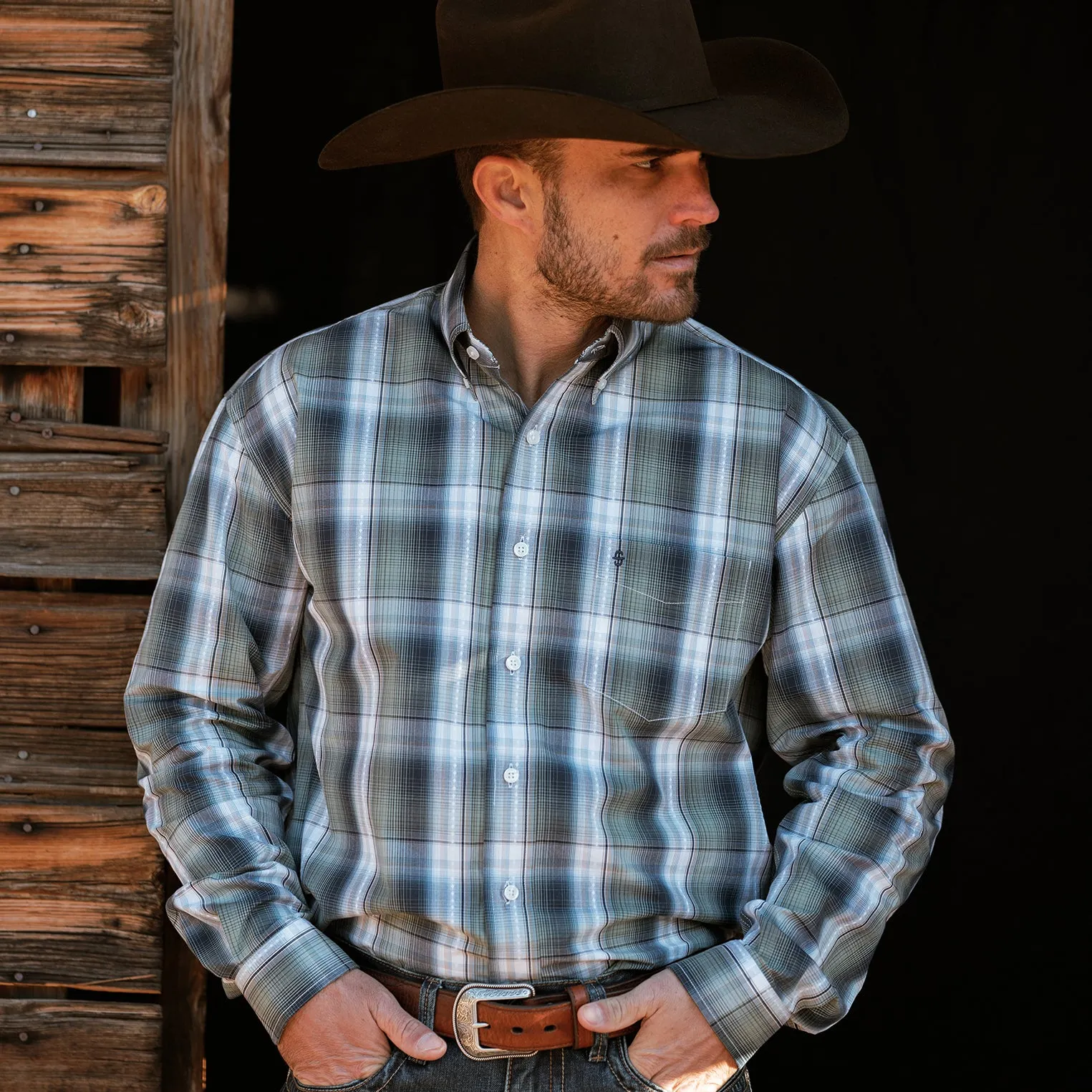 Lucky Diamond Plaid Button Front Shirt -STETSON