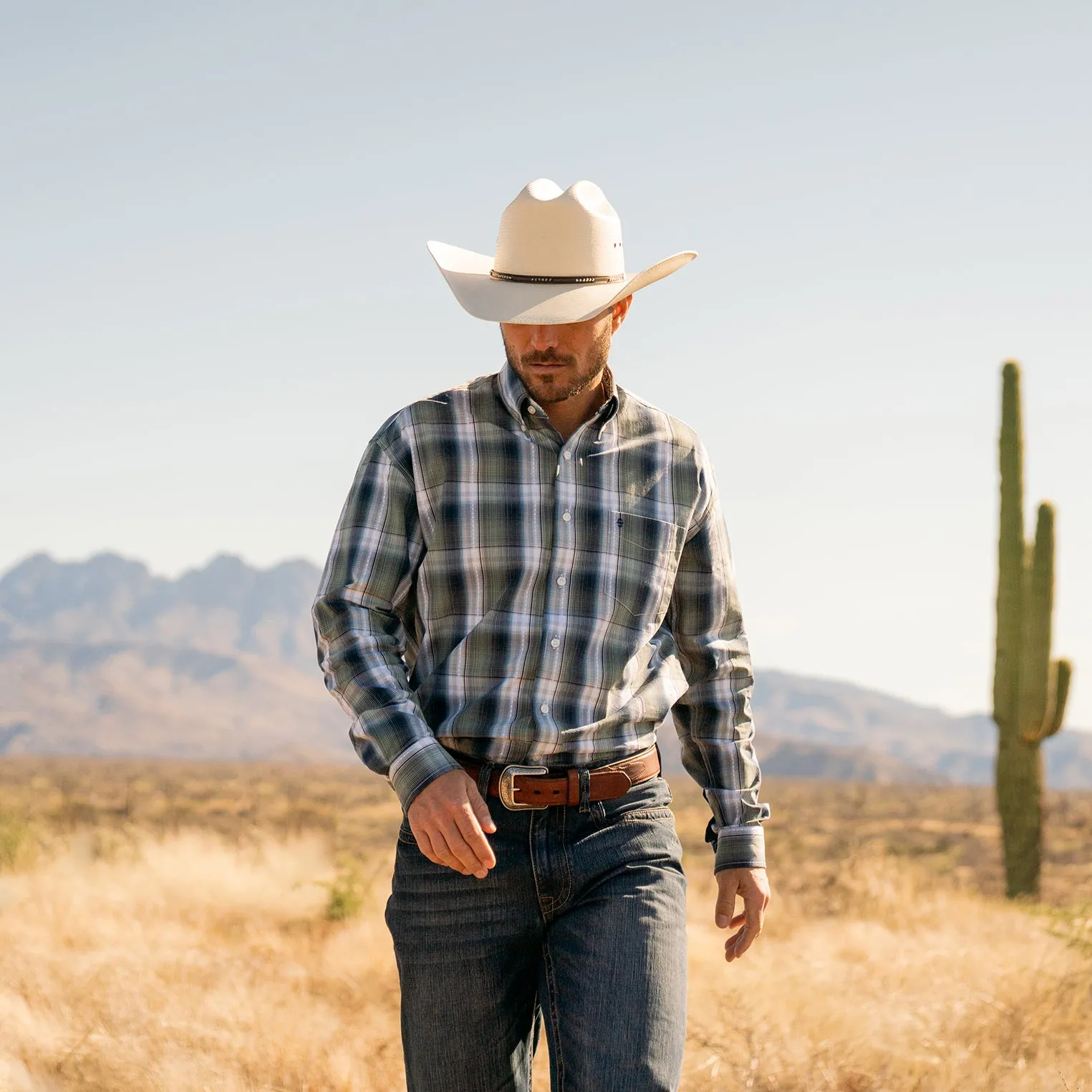 Lucky Diamond Plaid Button Front Shirt -STETSON