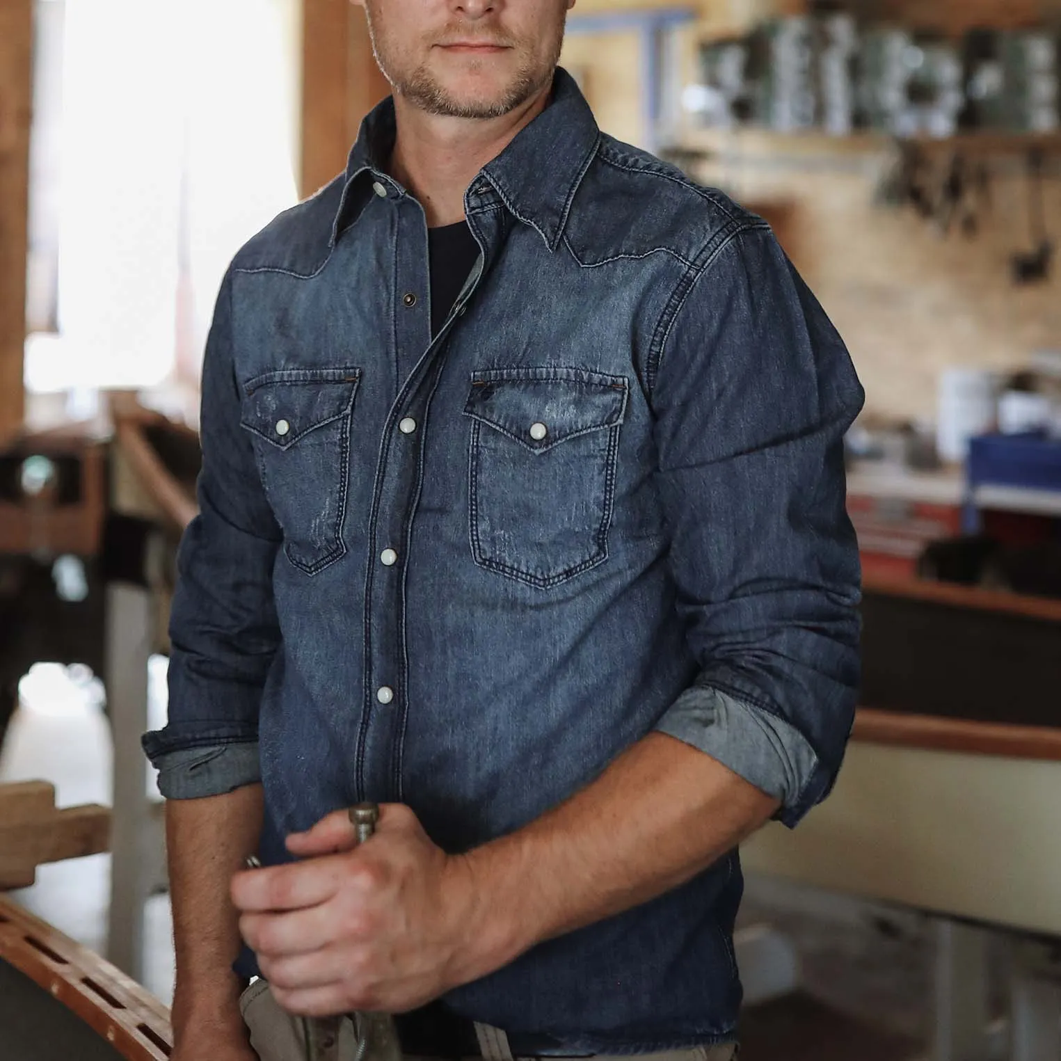 Medium Blue Denim Shirt -STETSON