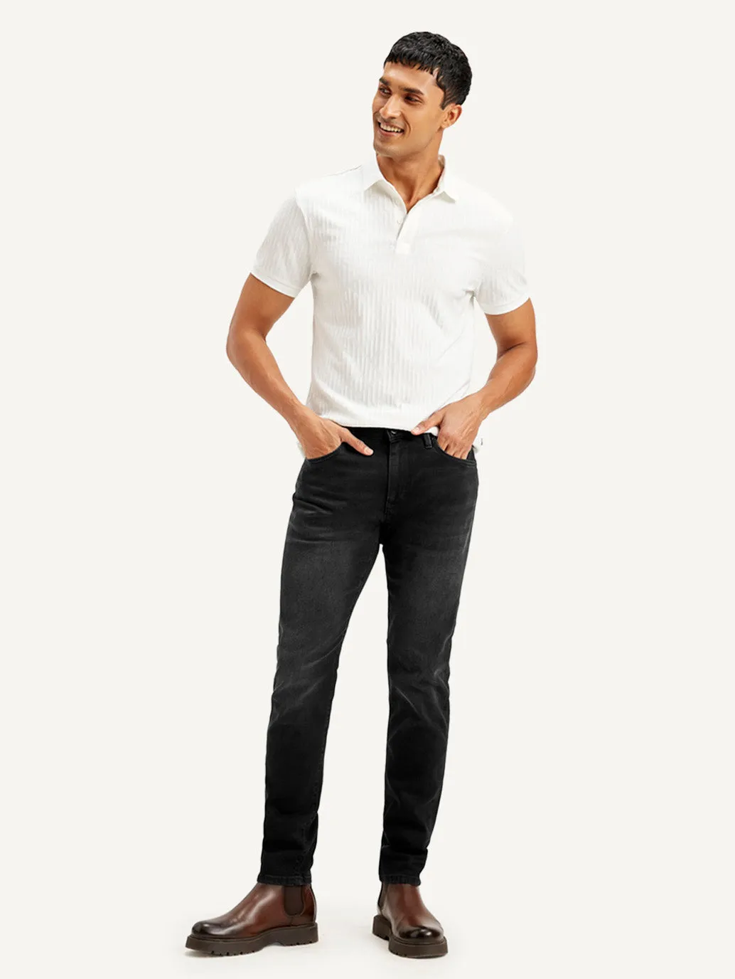 Men's 512 Black Slim Tapered Fit Mid Rise Jeans LEVI'S