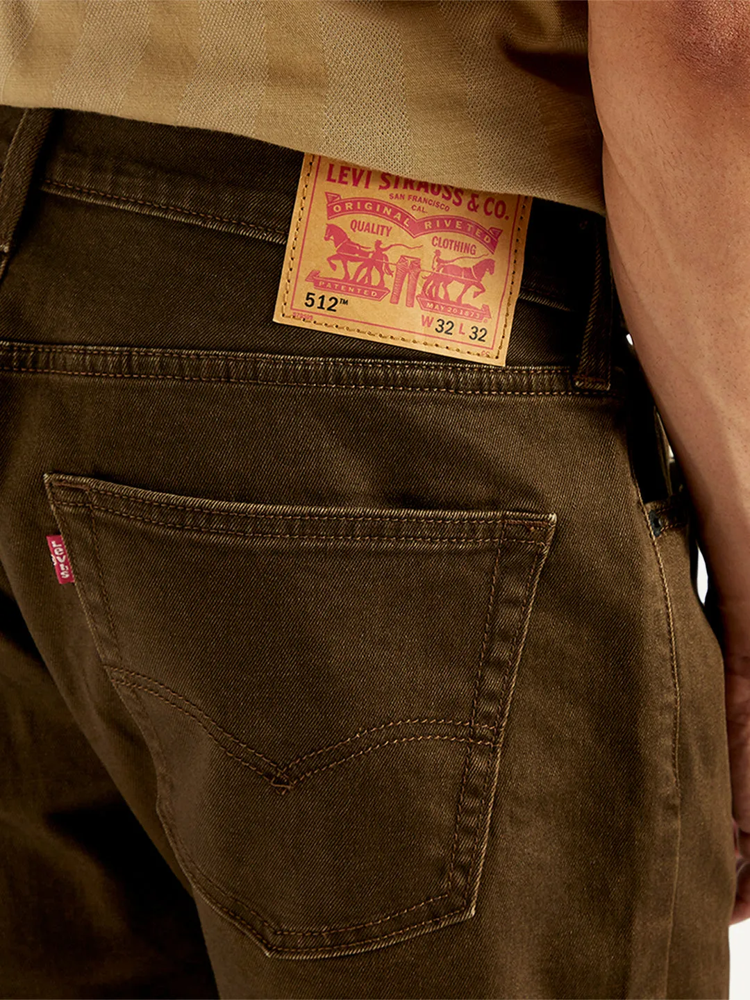 Men's 512 Brown Slim Tapered Fit Mid Rise Jeans LEVI'S