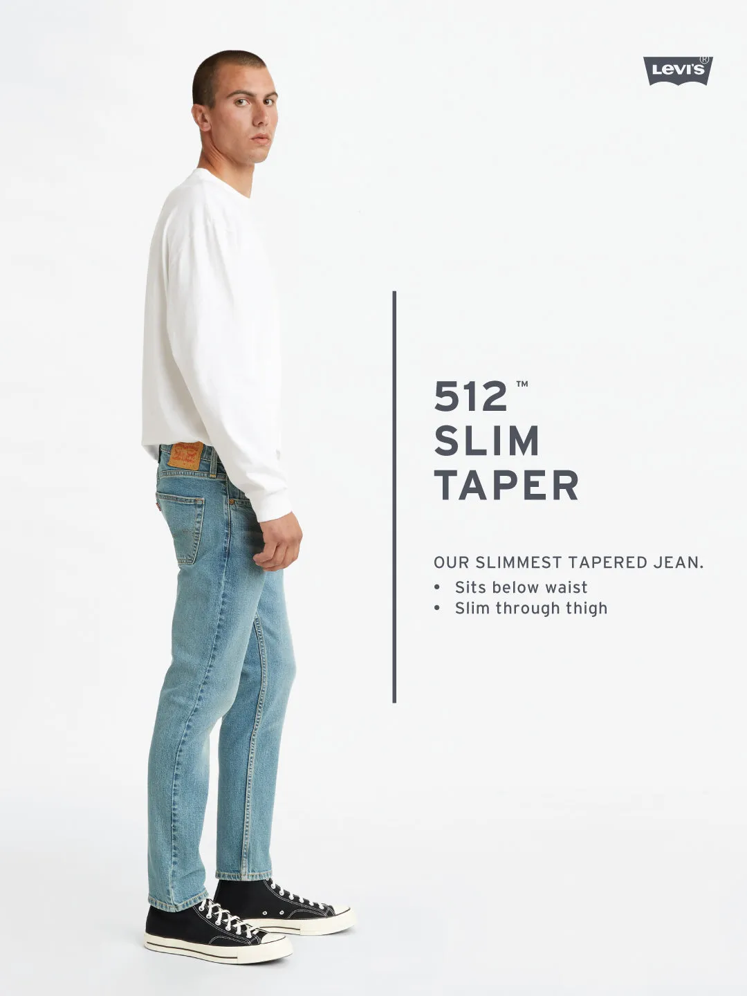 Men's 512 Grey Slim Tapered Fit chinos LEVI'S