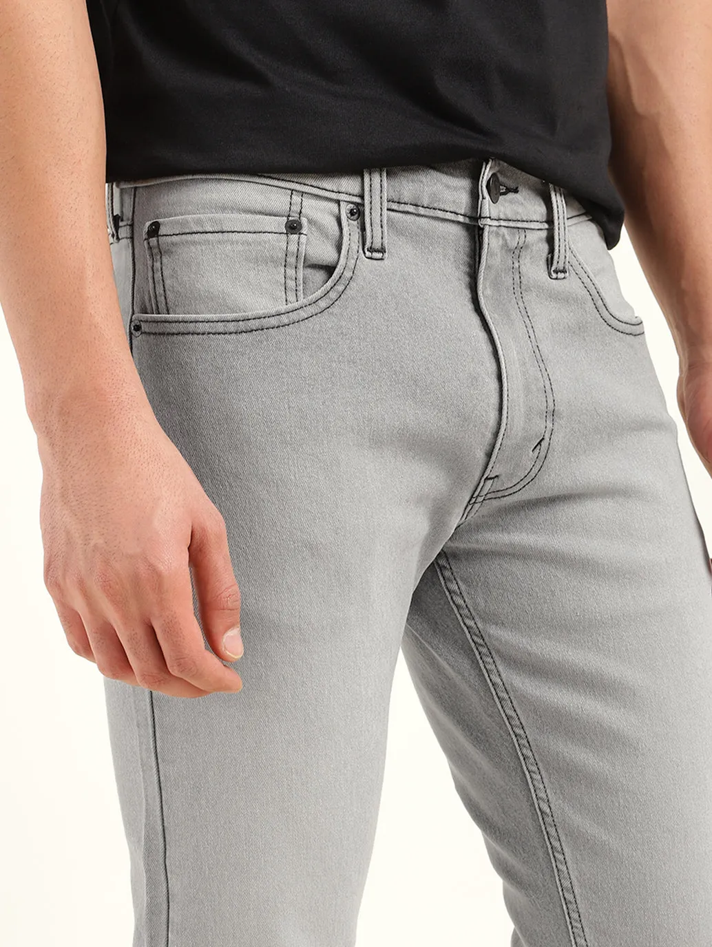 Men's 512 Grey Slim Tapered Fit Mid Rise Jeans LEVI'S