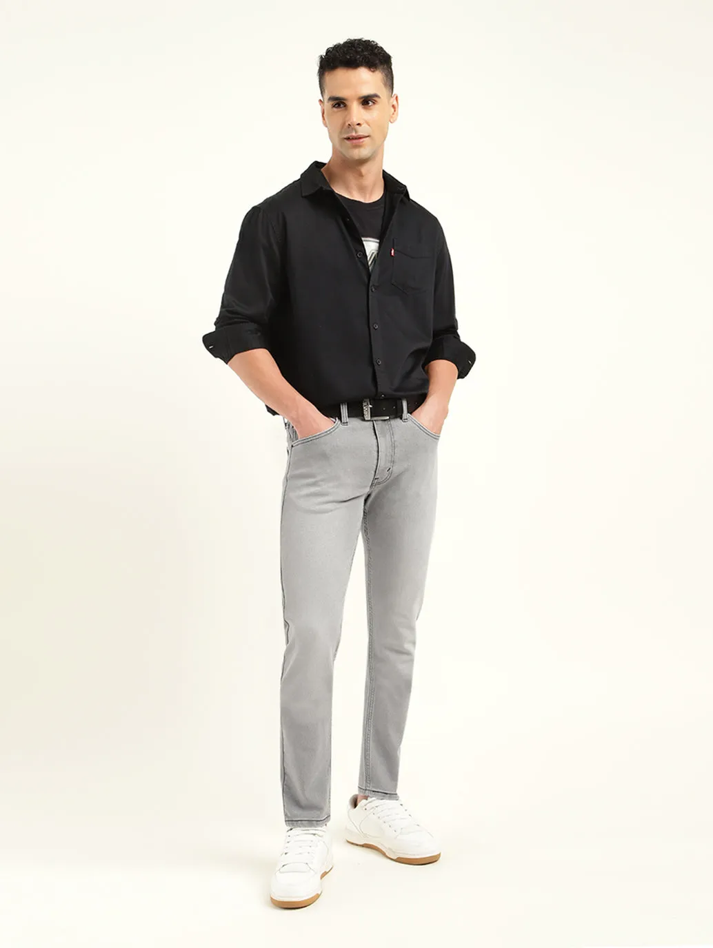 Men's 512 Grey Slim Tapered Fit Mid Rise Jeans LEVI'S