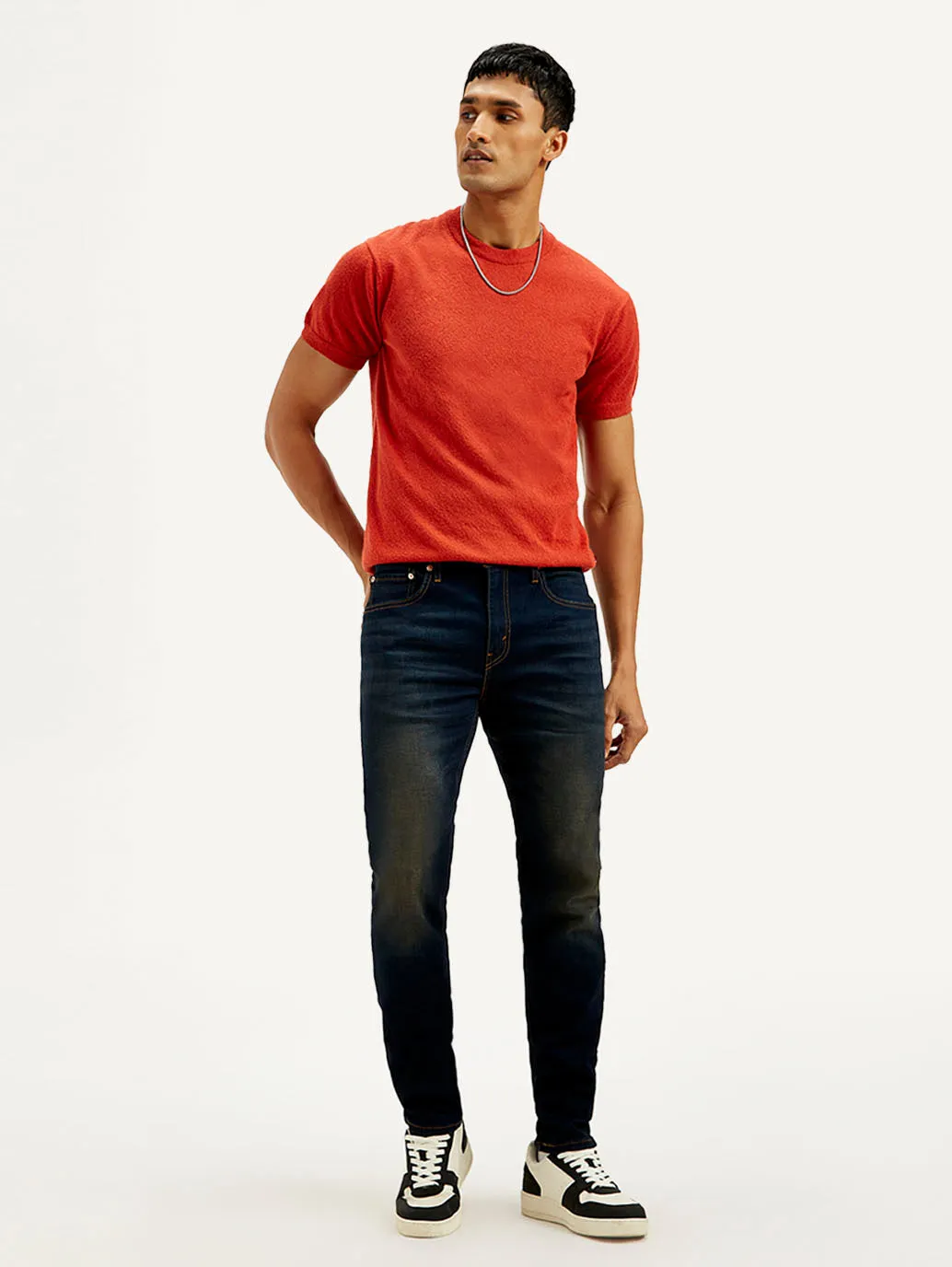 Men's 512 Navy Blue Slim Tapered Fit Mid Rise Jeans LEVI'S