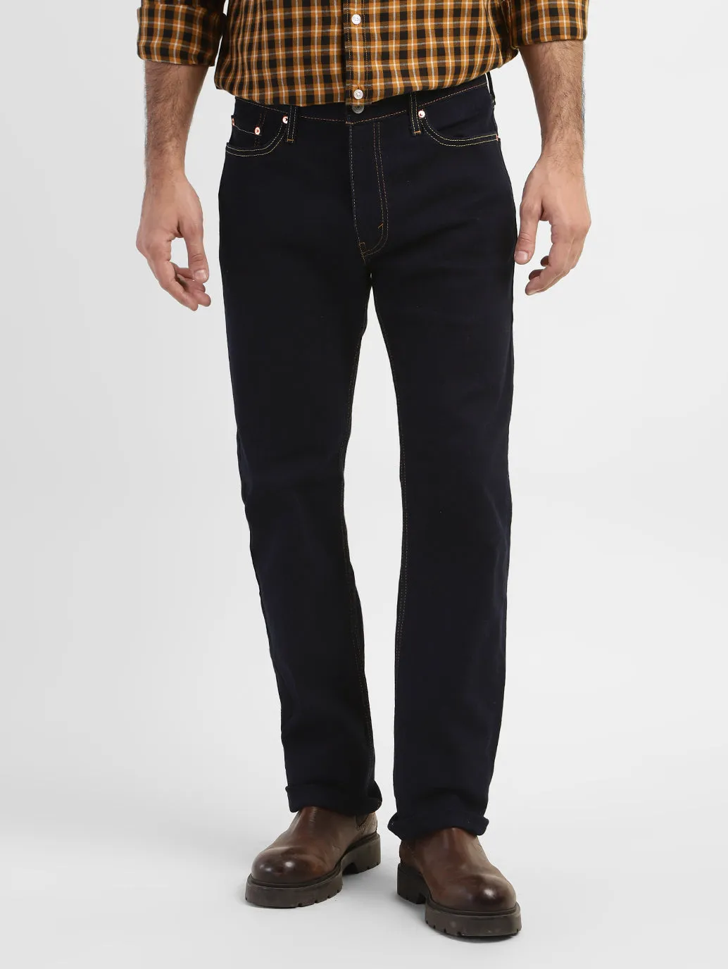 Men's 513 Navy Blue Slim Straight Fit Mid Rise Jeans LEVI'S