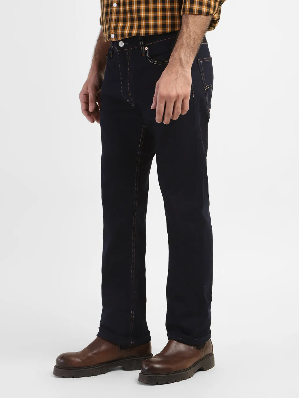 Men's 513 Navy Blue Slim Straight Fit Mid Rise Jeans LEVI'S