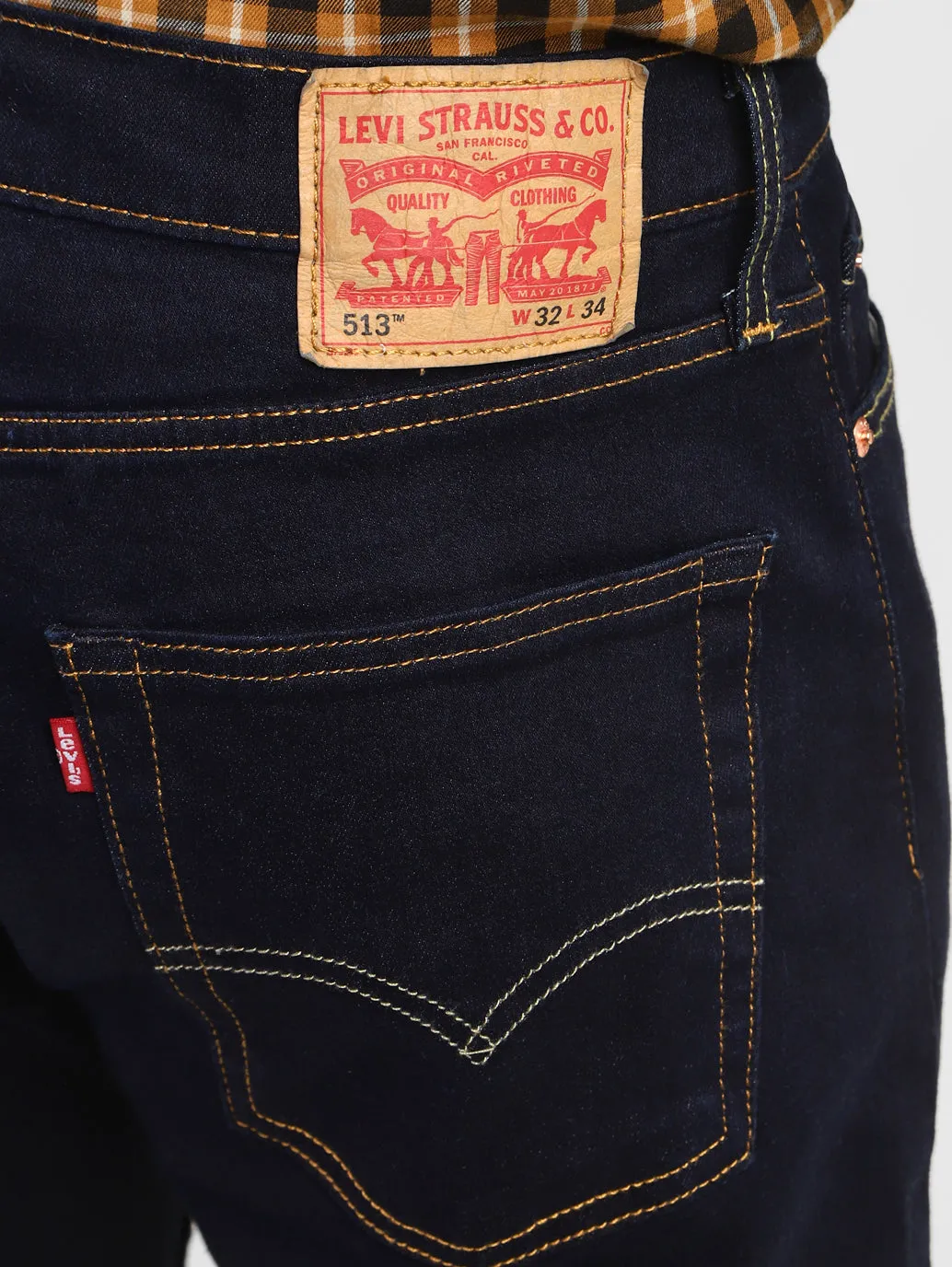 Men's 513 Navy Blue Slim Straight Fit Mid Rise Jeans LEVI'S