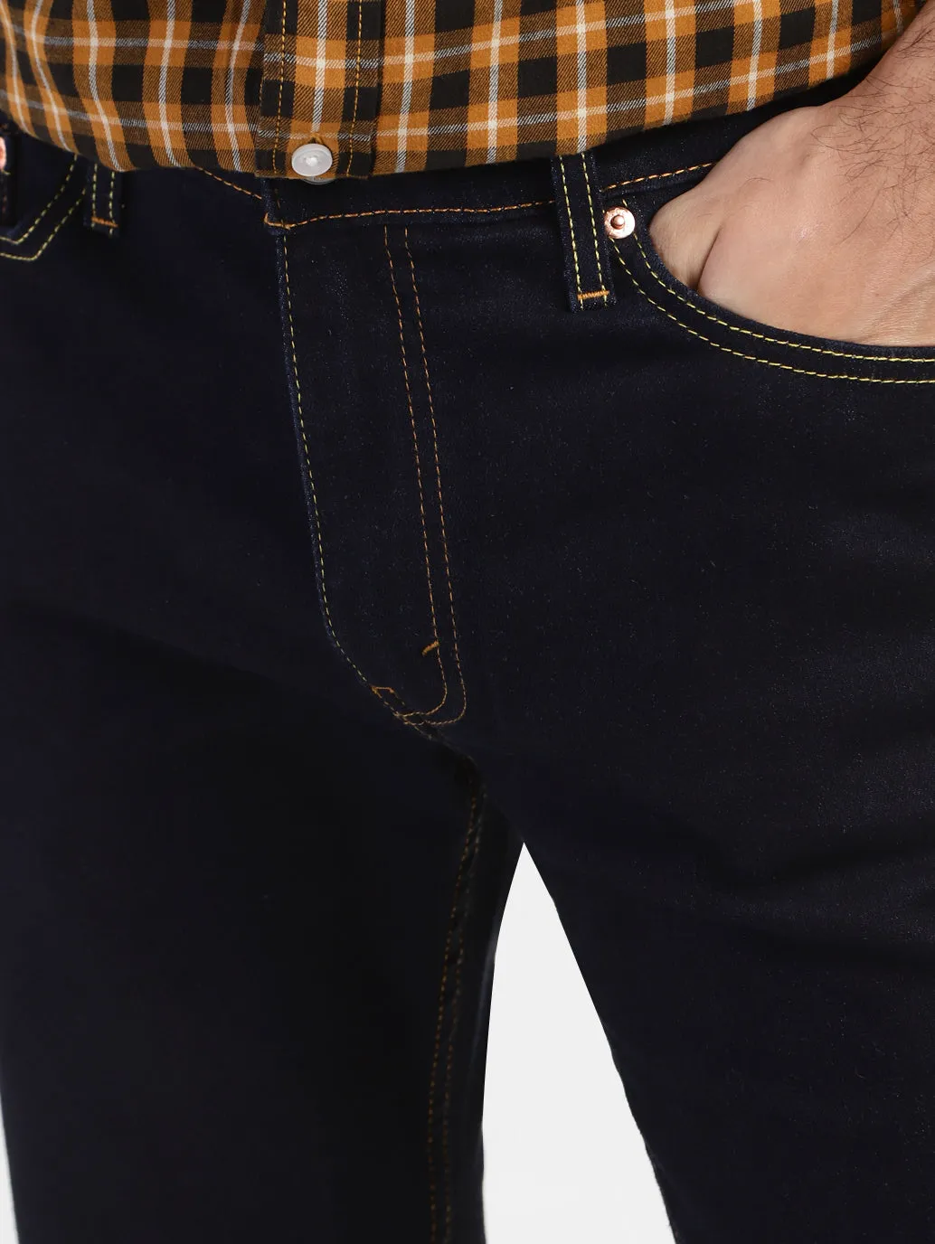 Men's 513 Navy Blue Slim Straight Fit Mid Rise Jeans LEVI'S