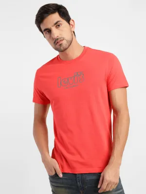 Men's Brand Logo Slim Fit T-shirt Red LEVI'S