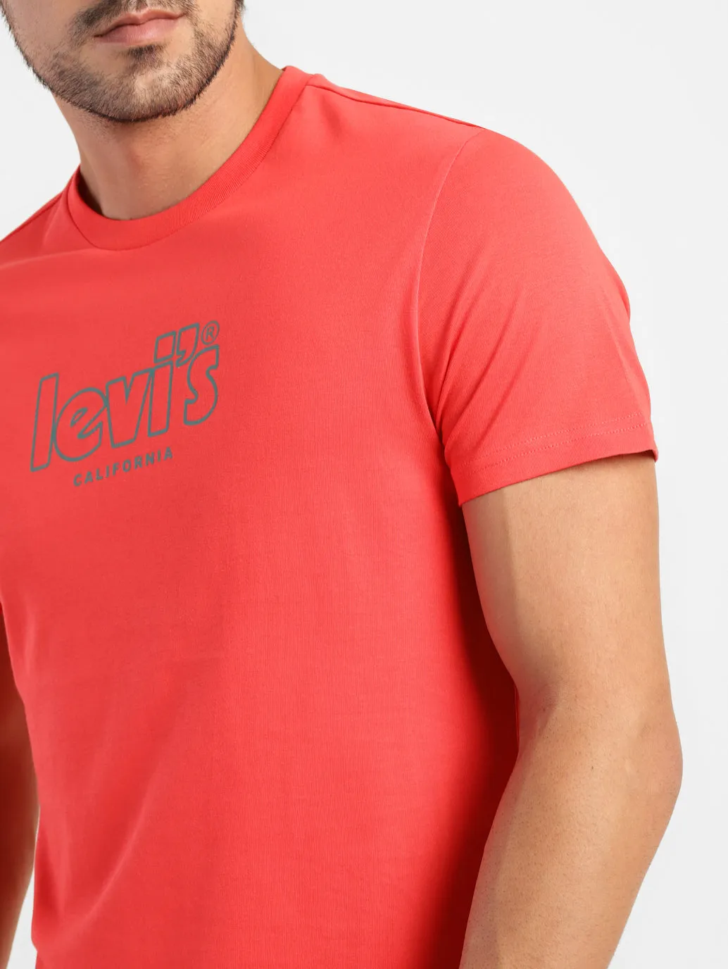 Men's Brand Logo Slim Fit T-shirt Red LEVI'S