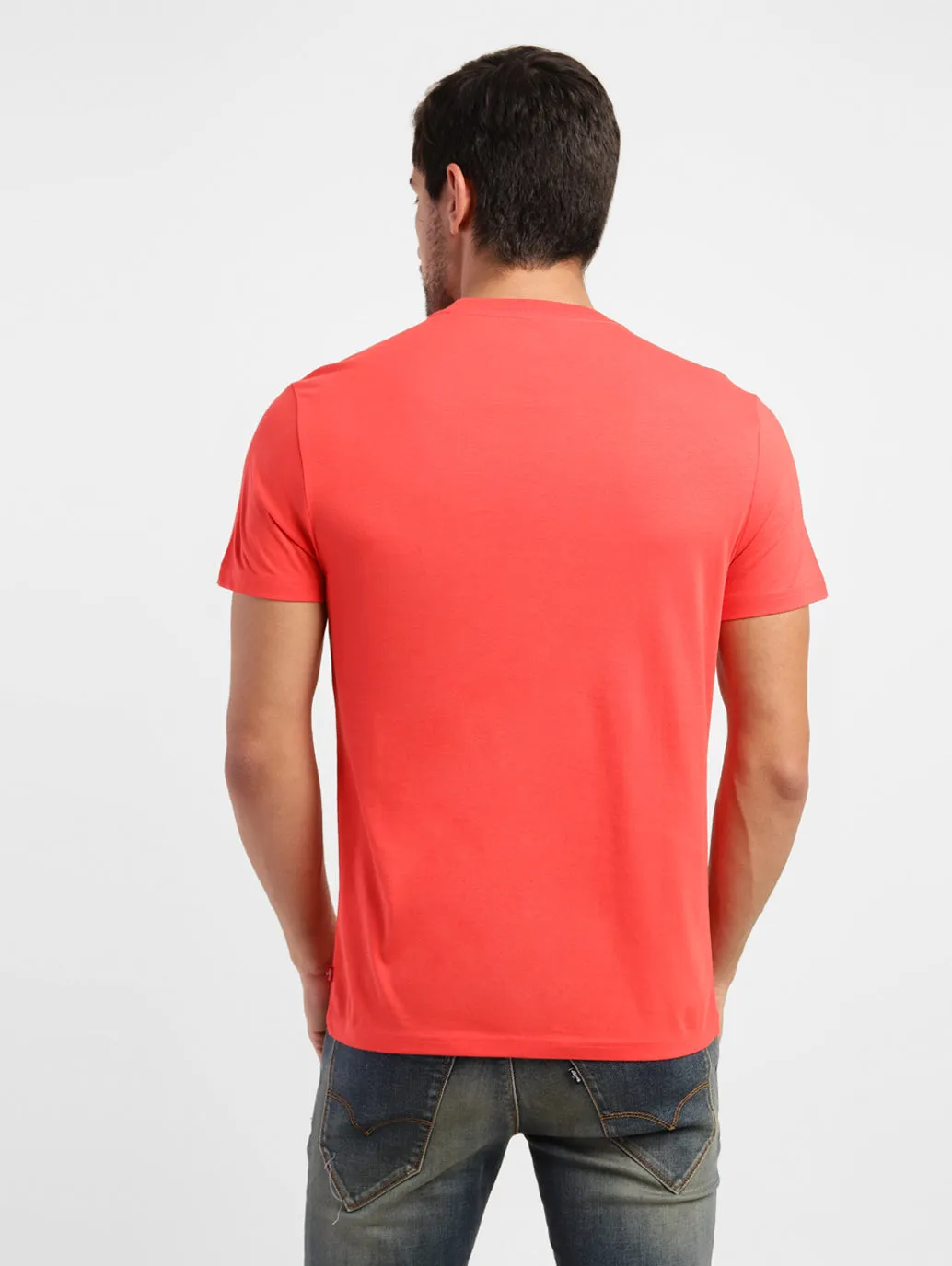 Men's Brand Logo Slim Fit T-shirt Red LEVI'S
