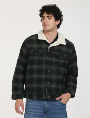 Men's Checkered Green Spread Collar Tailored Jacket LEVI'S