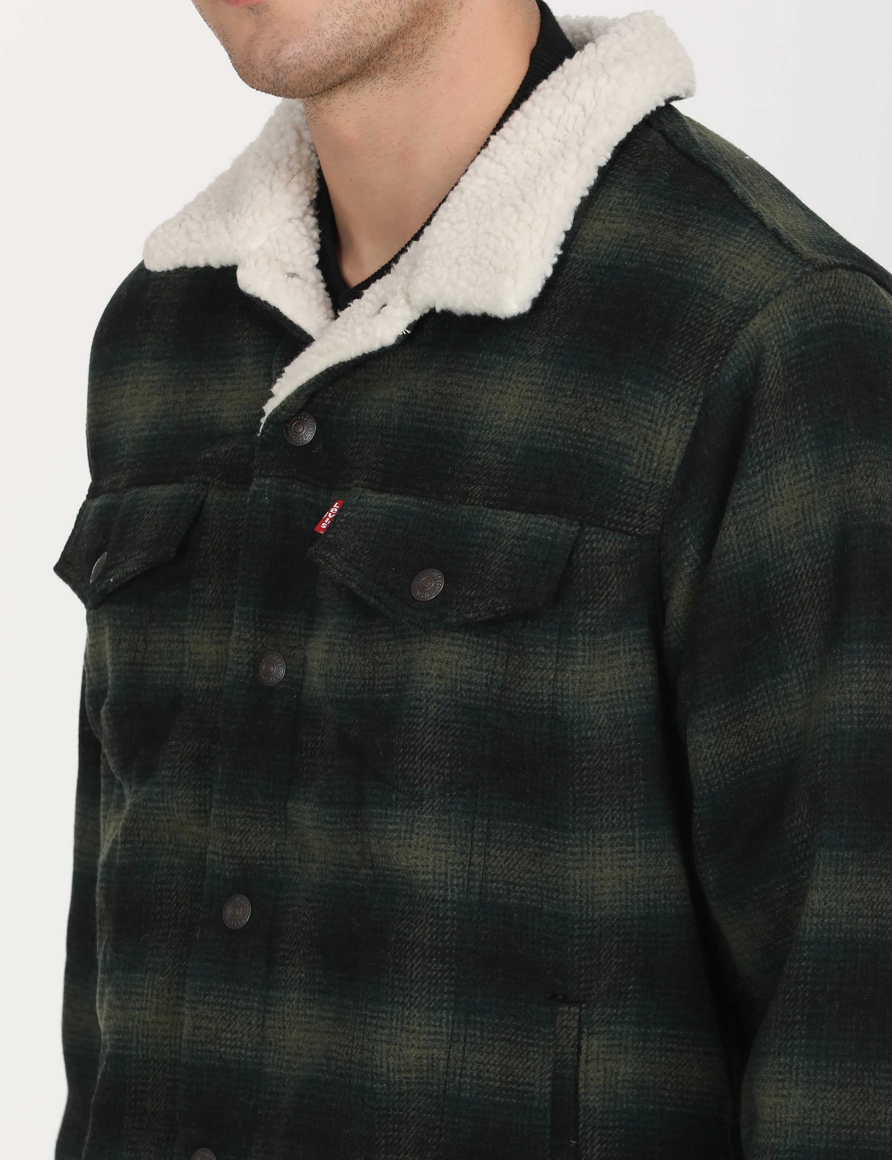 Men's Checkered Green Spread Collar Tailored Jacket LEVI'S