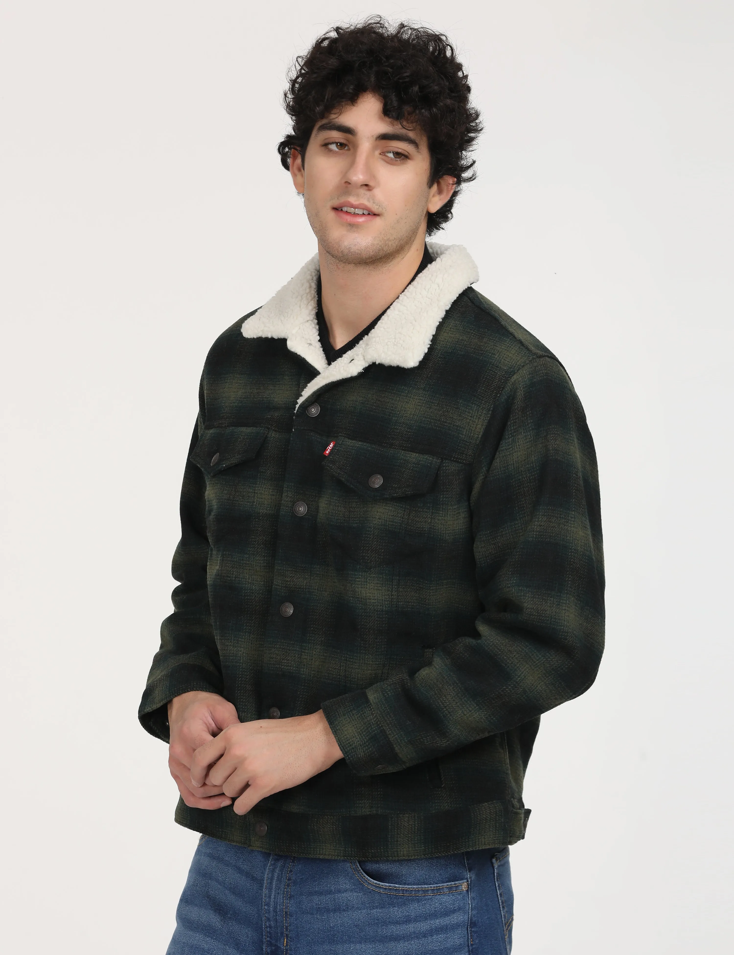 Men's Checkered Green Spread Collar Tailored Jacket LEVI'S